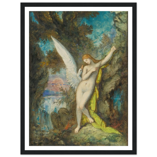 Leda Et Le Cygne Art Print | Gustave Moreau - Framed Poster - 30x40 cm / 12x16″ - Black frame