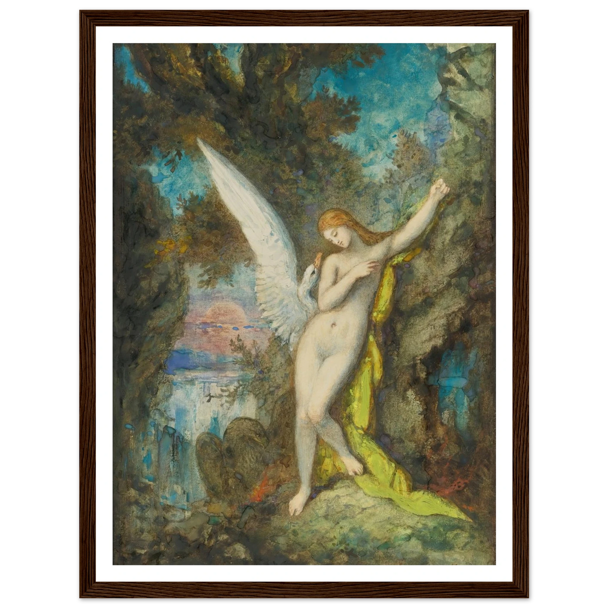Leda Et Le Cygne Art Print | Gustave Moreau - Framed Poster - 30x40 cm / 12x16″ - Black frame