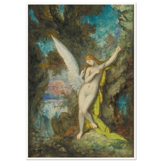 Leda Et Le Cygne Art Print | Gustave Moreau - Framed Poster - 30x40 cm / 12x16″ - Black frame