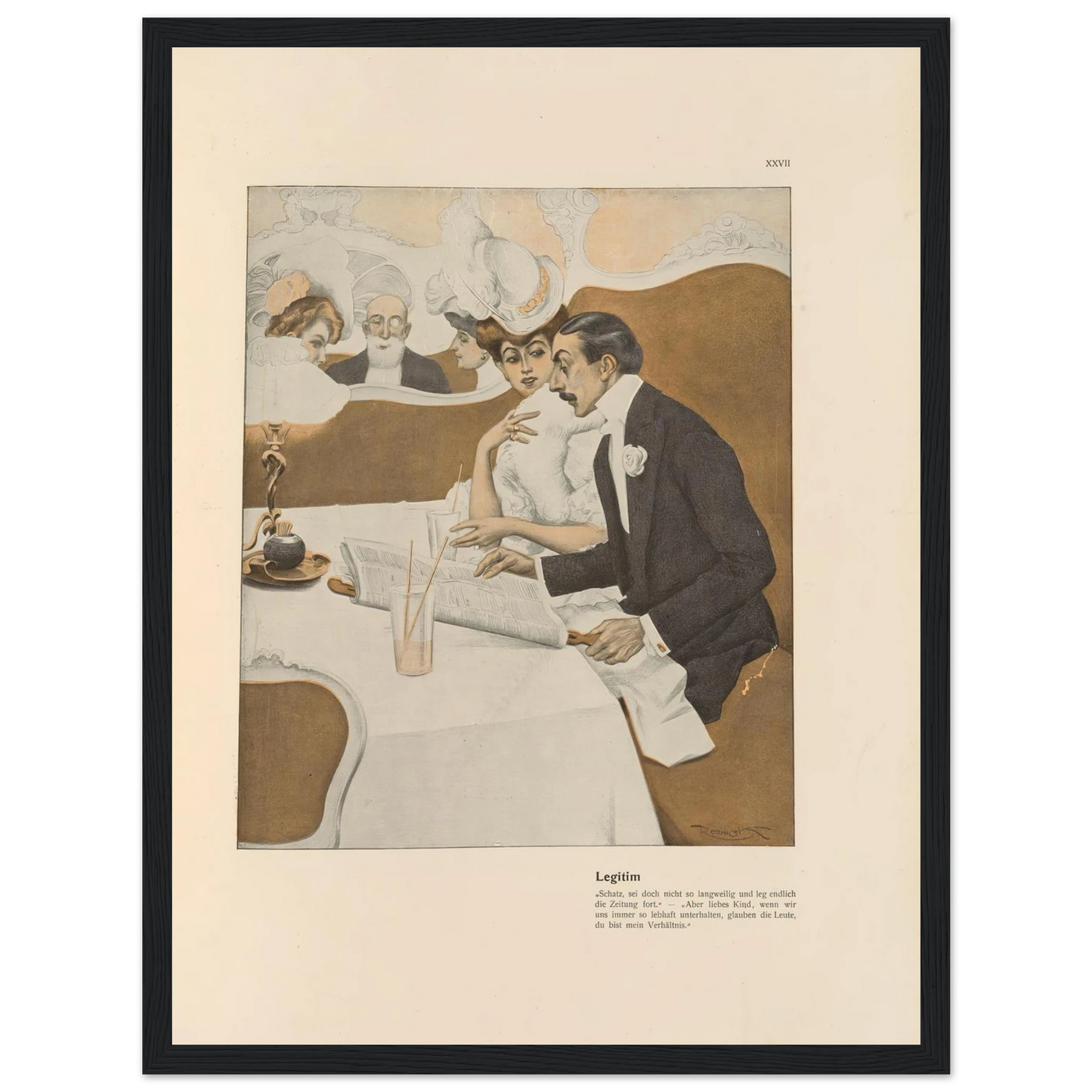 Legitim (1908) Art Print | Ferdinand Freiherr von Reznicek - Framed Poster - 30x40 cm / 12x16″ - Black frame