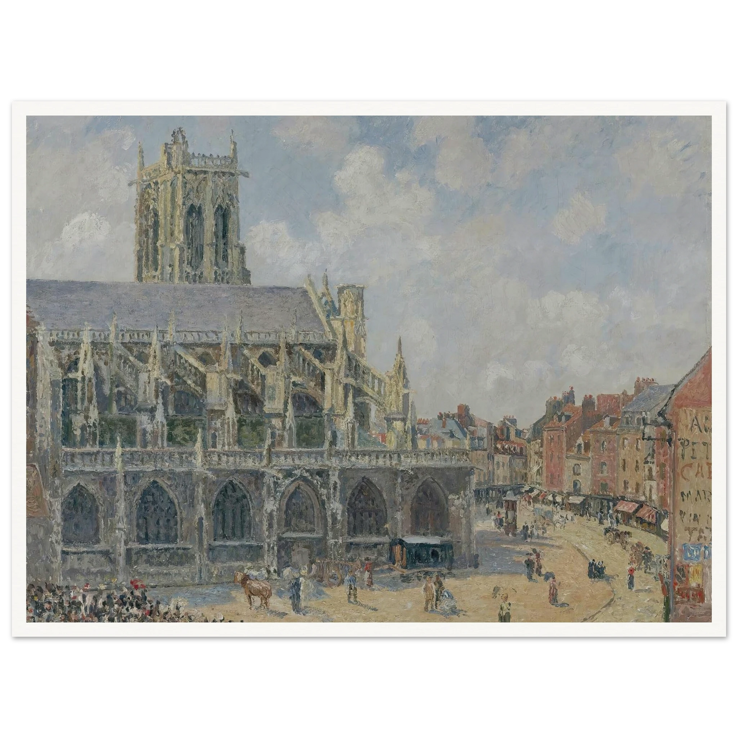 L’église Saint-Jacques À Dieppe, Matin, Soleil (1901) Art Print | Camille Pissarro - Framed Poster - 30x40 cm / 12x16″ - Black frame