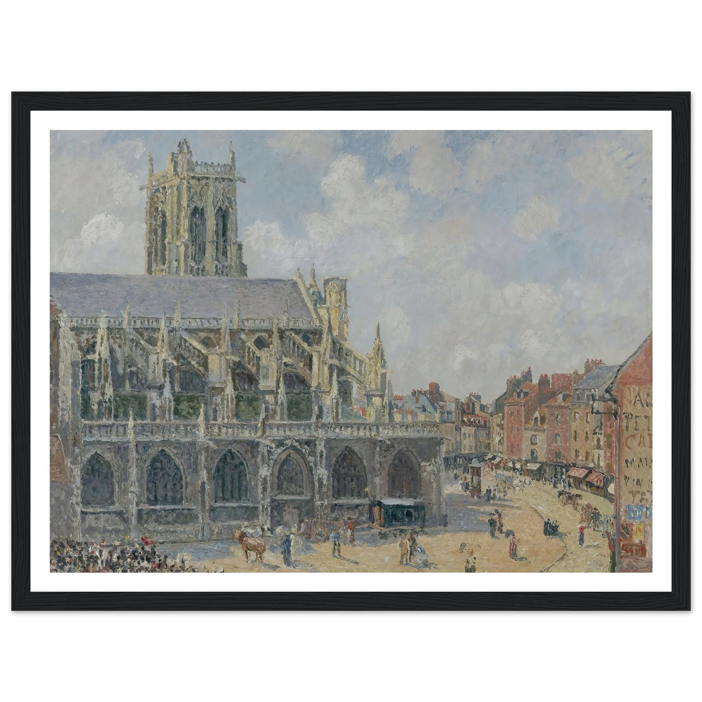 L’église Saint-Jacques À Dieppe, Matin, Soleil (1901) Art Print | Camille Pissarro - Framed Poster - 30x40 cm / 12x16″ - Black frame