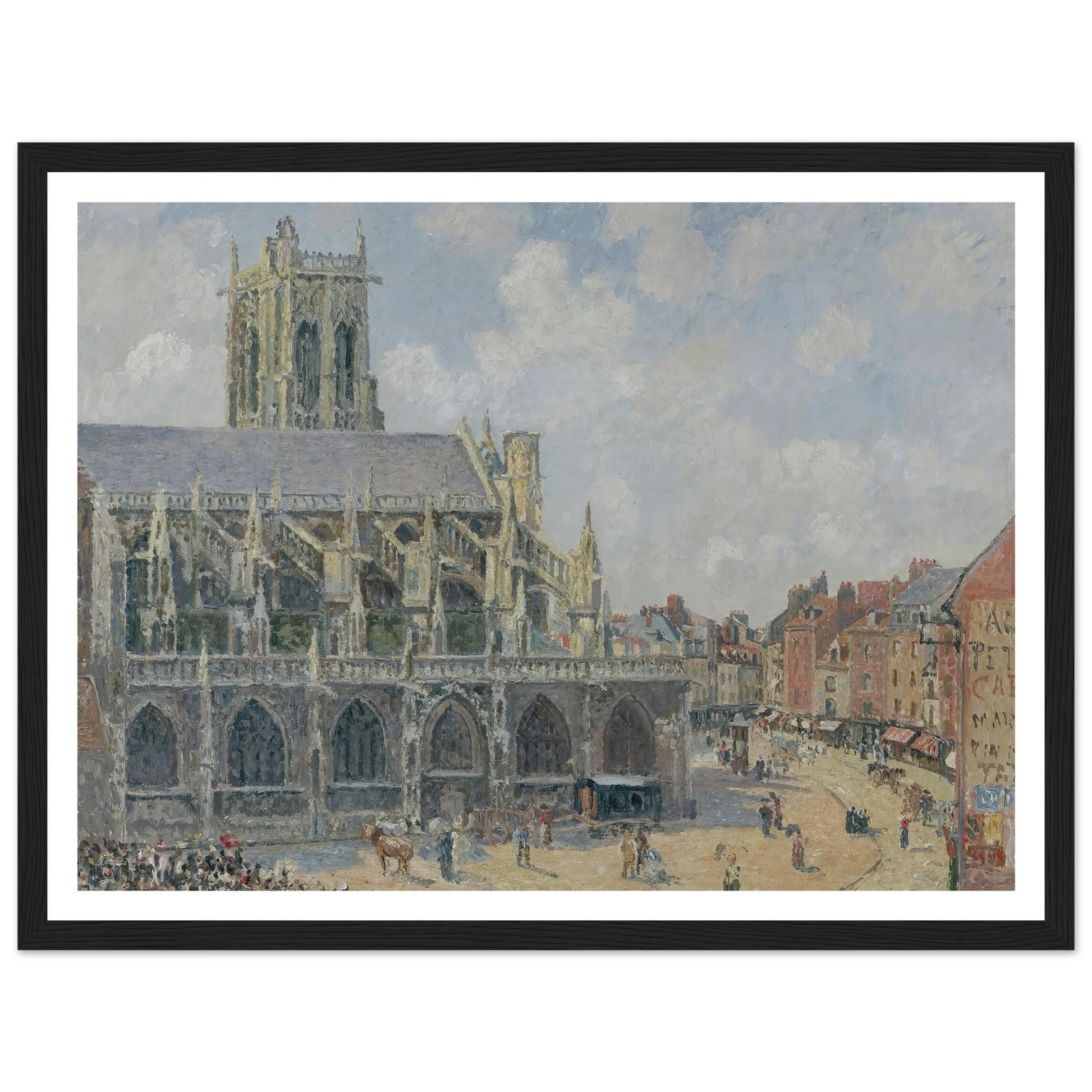 L’église Saint-Jacques À Dieppe, Matin, Soleil (1901) Art Print | Camille Pissarro - Framed Poster - 30x40 cm / 12x16″ - Black frame