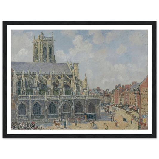 L’église Saint-Jacques À Dieppe, Matin, Soleil (1901) Art Print | Camille Pissarro - Framed Poster - 30x40 cm / 12x16″ - Black frame
