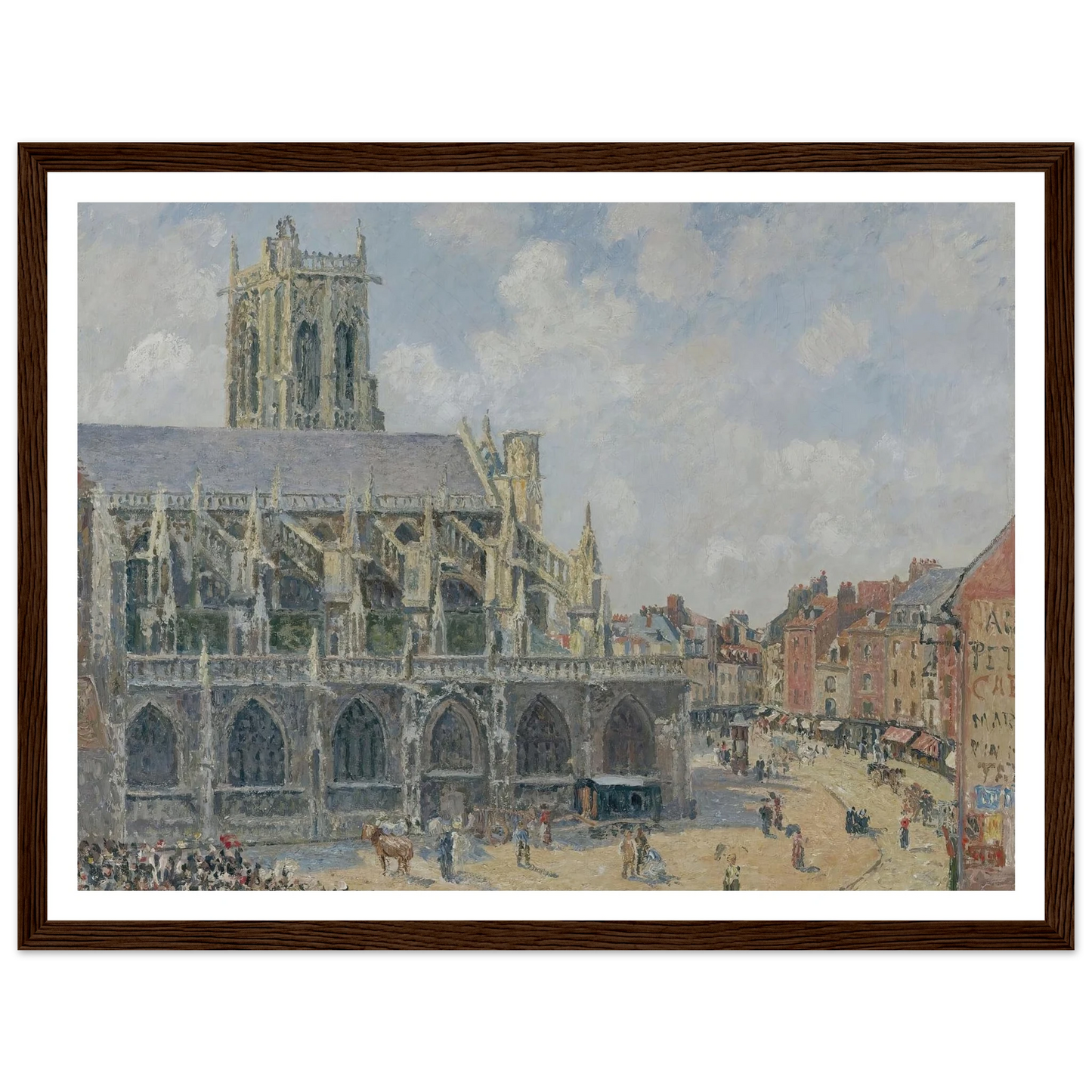 L’église Saint-Jacques À Dieppe, Matin, Soleil (1901) Art Print | Camille Pissarro - Framed Poster - 30x40 cm / 12x16″ - Black frame