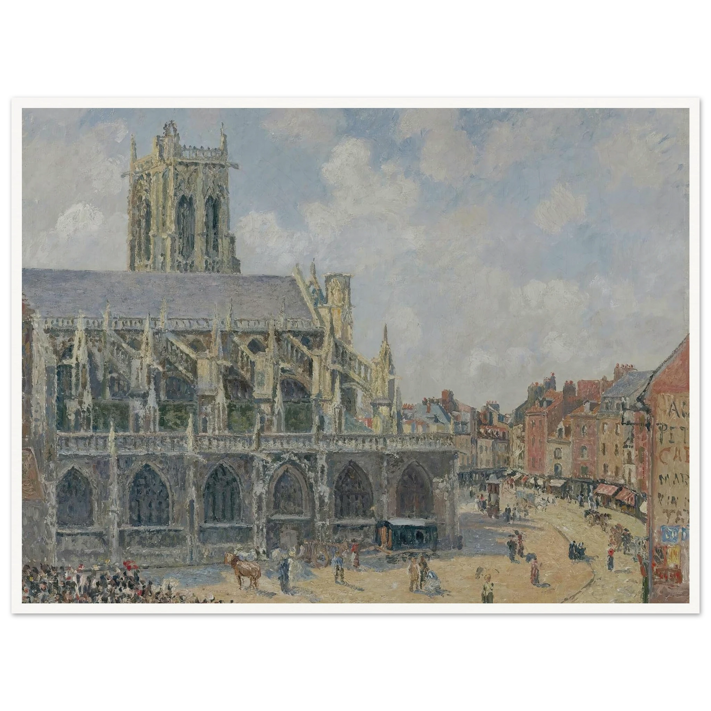 L’église Saint-Jacques À Dieppe, Matin, Soleil (1901) Art Print | Camille Pissarro - Framed Poster - 30x40 cm / 12x16″ - Black frame