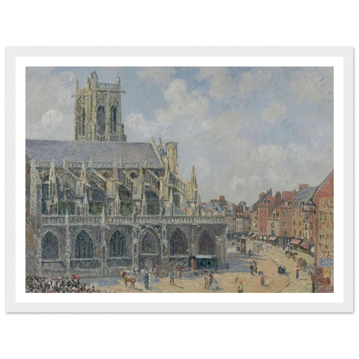 L’église Saint-Jacques À Dieppe, Matin, Soleil (1901) Art Print | Camille Pissarro - Framed Poster - 30x40 cm / 12x16″ - Black frame