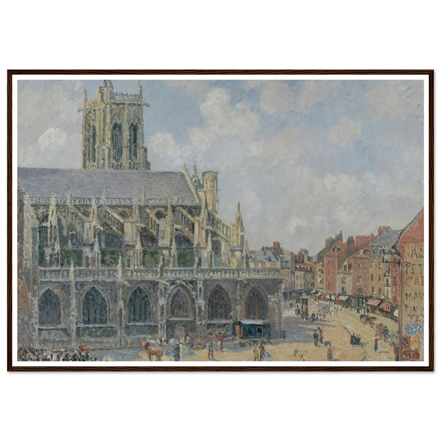 L’église Saint-Jacques À Dieppe, Matin, Soleil (1901) Art Print | Camille Pissarro - Framed Poster - 30x40 cm / 12x16″ - Black frame