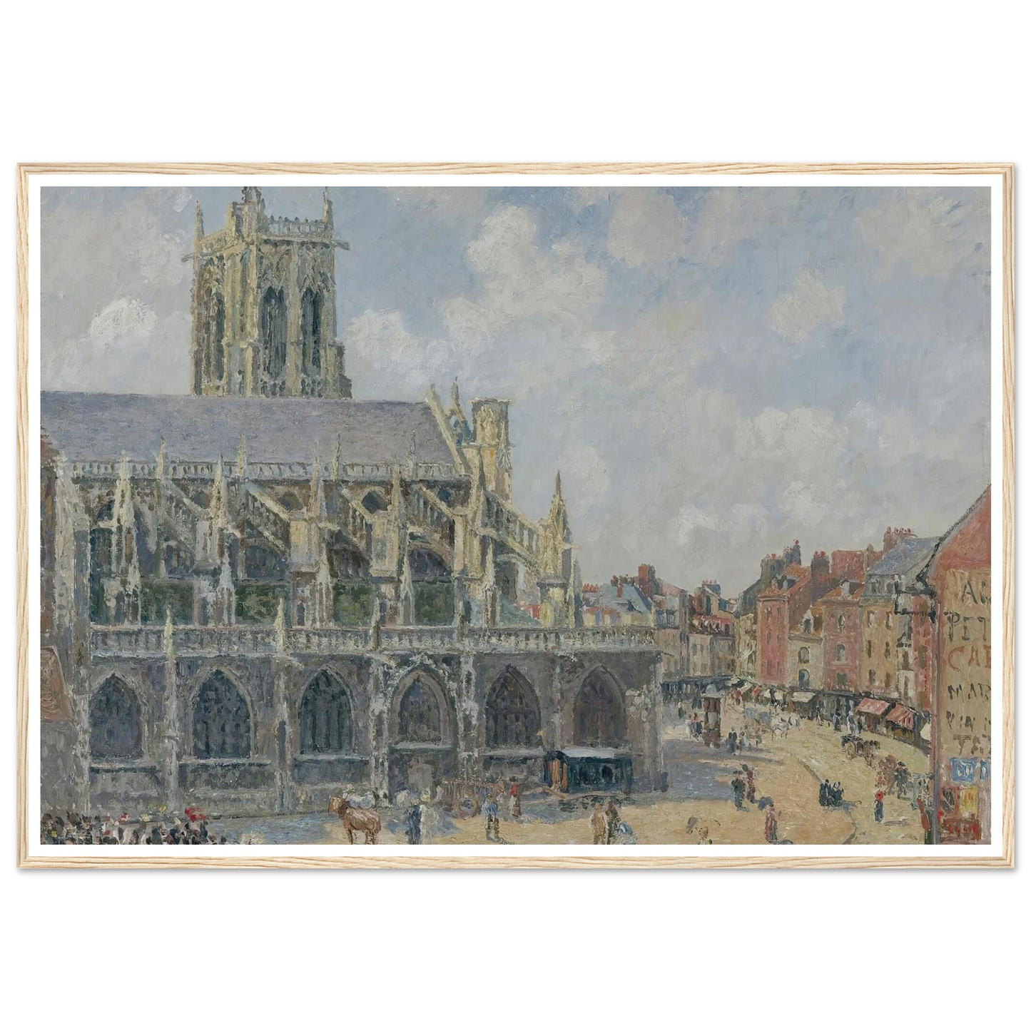 L’église Saint-Jacques À Dieppe, Matin, Soleil (1901) Art Print | Camille Pissarro - Framed Poster - 30x40 cm / 12x16″ - Black frame