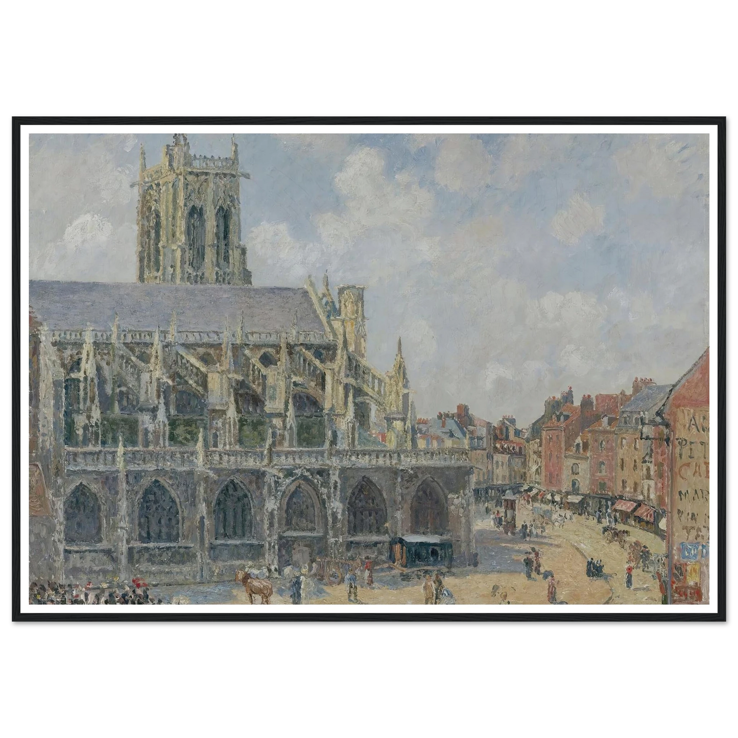 L’église Saint-Jacques À Dieppe, Matin, Soleil (1901) Art Print | Camille Pissarro - Framed Poster - 30x40 cm / 12x16″ - Black frame