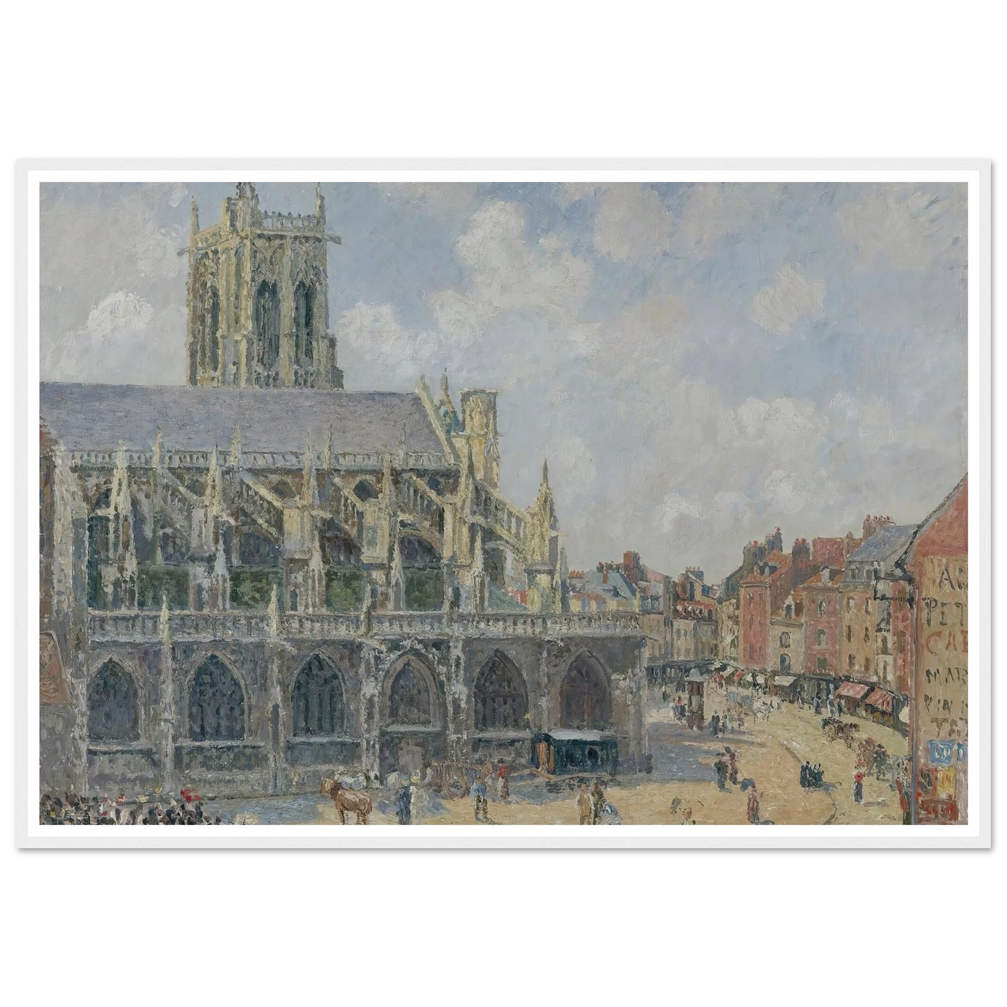 L’église Saint-Jacques À Dieppe, Matin, Soleil (1901) Art Print | Camille Pissarro - Framed Poster - 30x40 cm / 12x16″ - Black frame
