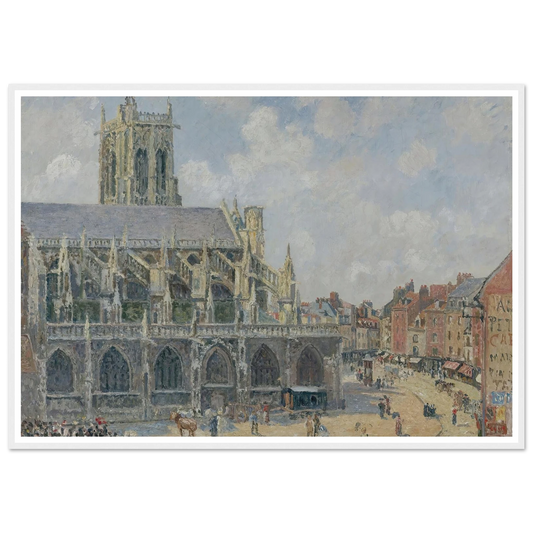L’église Saint-Jacques À Dieppe, Matin, Soleil (1901) Art Print | Camille Pissarro - Framed Poster - 30x40 cm / 12x16″ - Black frame