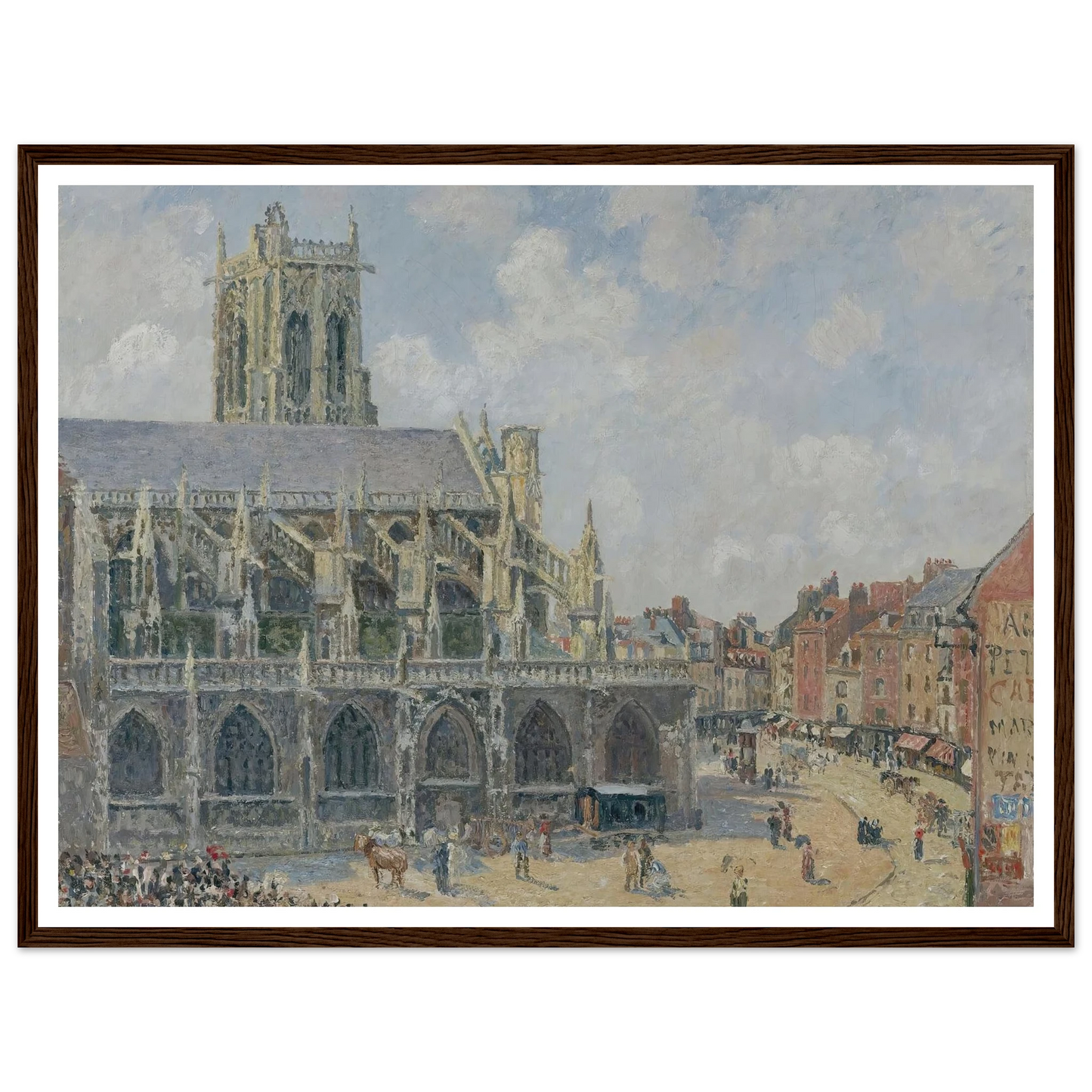 L’église Saint-Jacques À Dieppe, Matin, Soleil (1901) Art Print | Camille Pissarro - Framed Poster - 30x40 cm / 12x16″ - Black frame