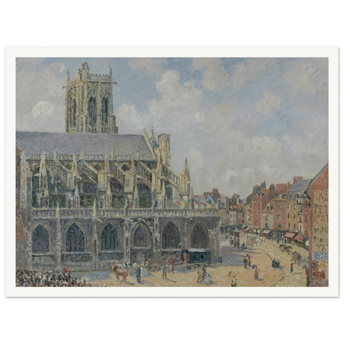 L’église Saint-Jacques À Dieppe, Matin, Soleil (1901) Art Print | Camille Pissarro - Framed Poster - 30x40 cm / 12x16″ - Black frame