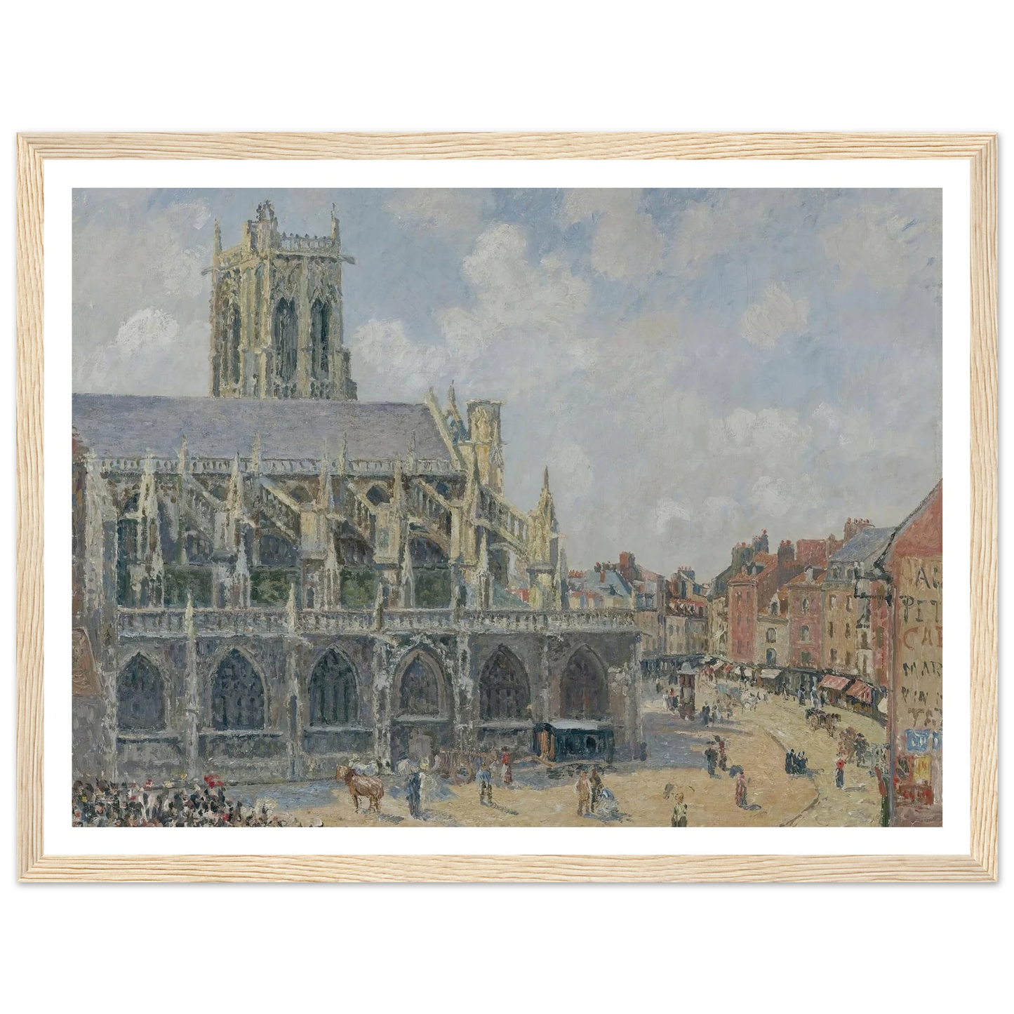 L’église Saint-Jacques À Dieppe, Matin, Soleil (1901) Art Print | Camille Pissarro - Framed Poster - 30x40 cm / 12x16″ - Black frame