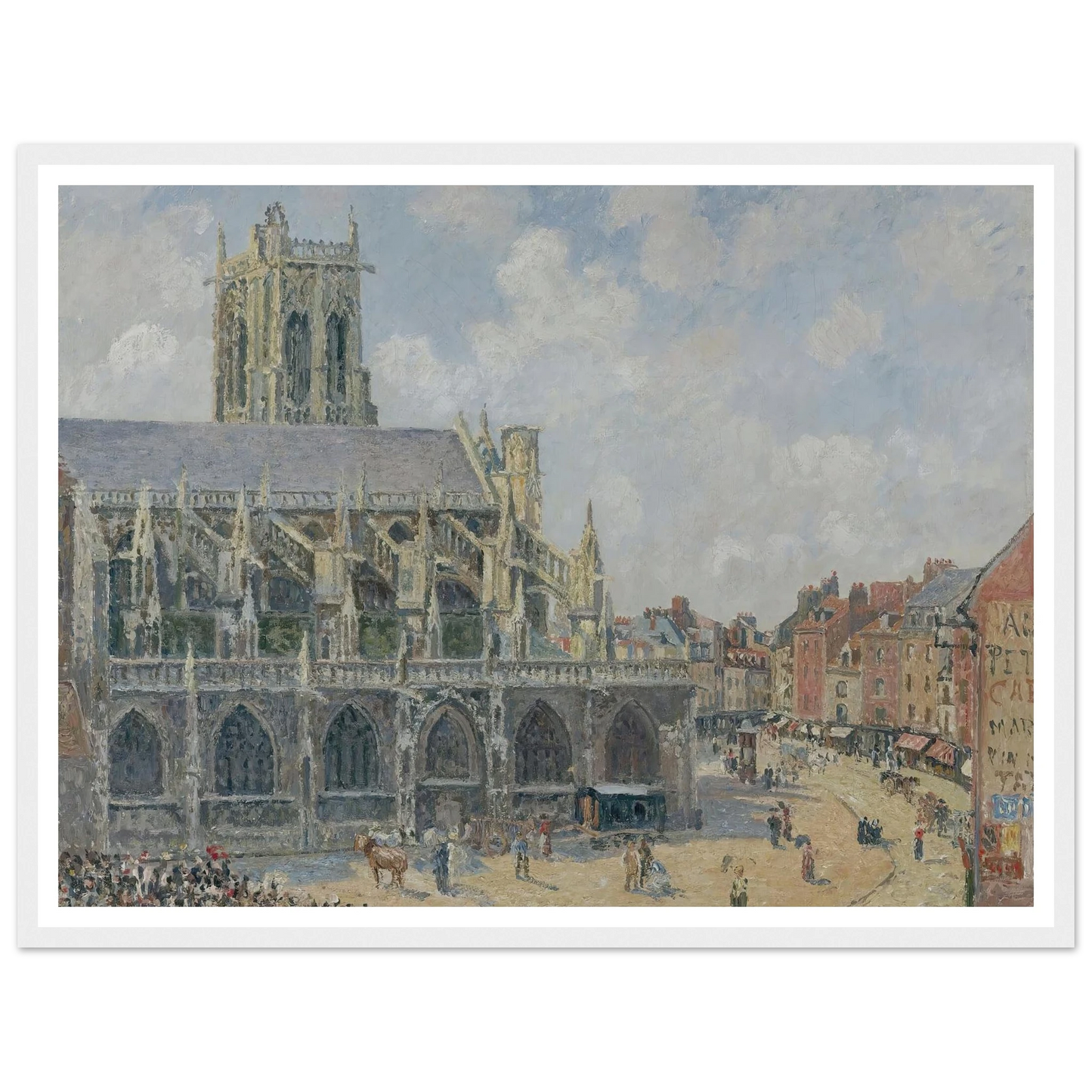 L’église Saint-Jacques À Dieppe, Matin, Soleil (1901) Art Print | Camille Pissarro - Framed Poster - 30x40 cm / 12x16″ - Black frame
