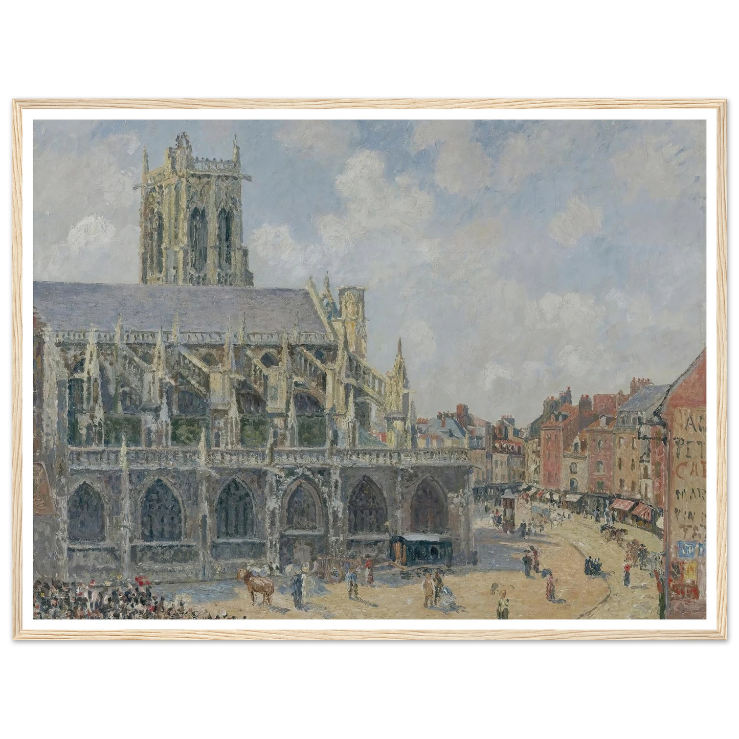 L’église Saint-Jacques À Dieppe, Matin, Soleil (1901) Art Print | Camille Pissarro - Framed Poster - 30x40 cm / 12x16″ - Black frame