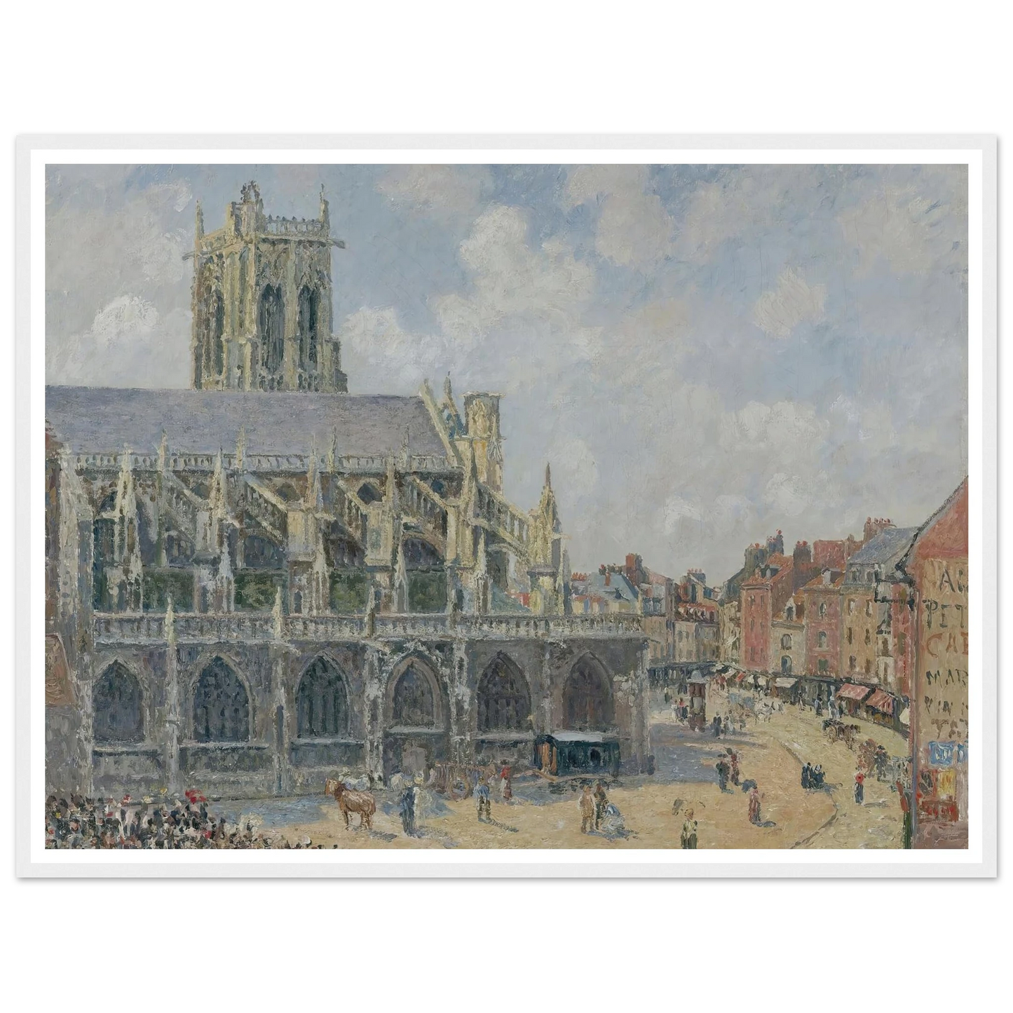 L’église Saint-Jacques À Dieppe, Matin, Soleil (1901) Art Print | Camille Pissarro - Framed Poster - 30x40 cm / 12x16″ - Black frame