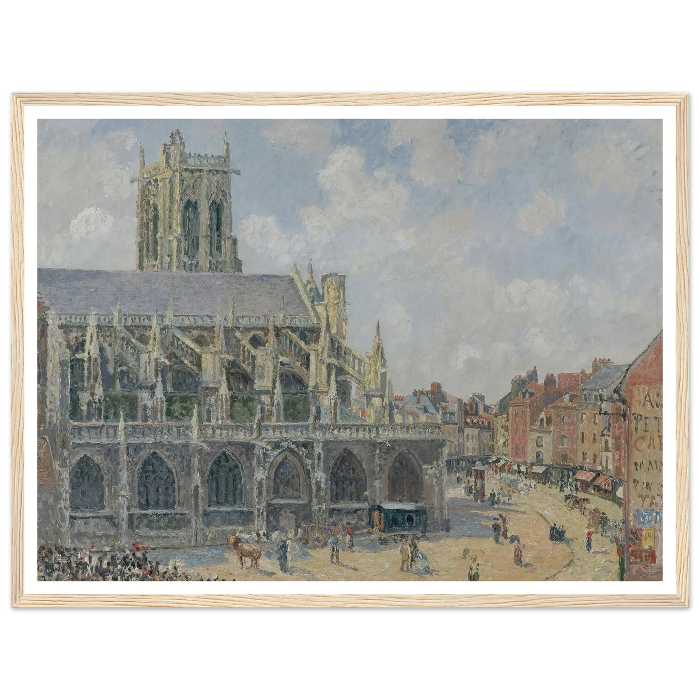 L’église Saint-Jacques À Dieppe, Matin, Soleil (1901) Art Print | Camille Pissarro - Framed Poster - 30x40 cm / 12x16″ - Black frame