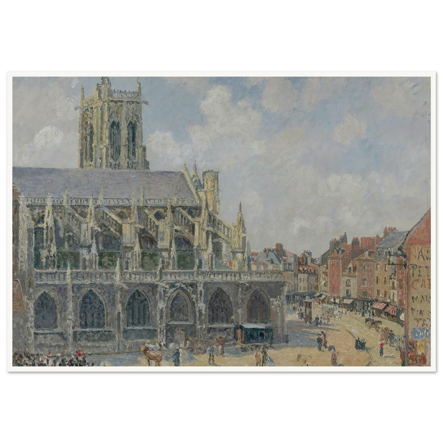 L’église Saint-Jacques À Dieppe, Matin, Soleil (1901) Art Print | Camille Pissarro - Framed Poster - 30x40 cm / 12x16″ - Black frame