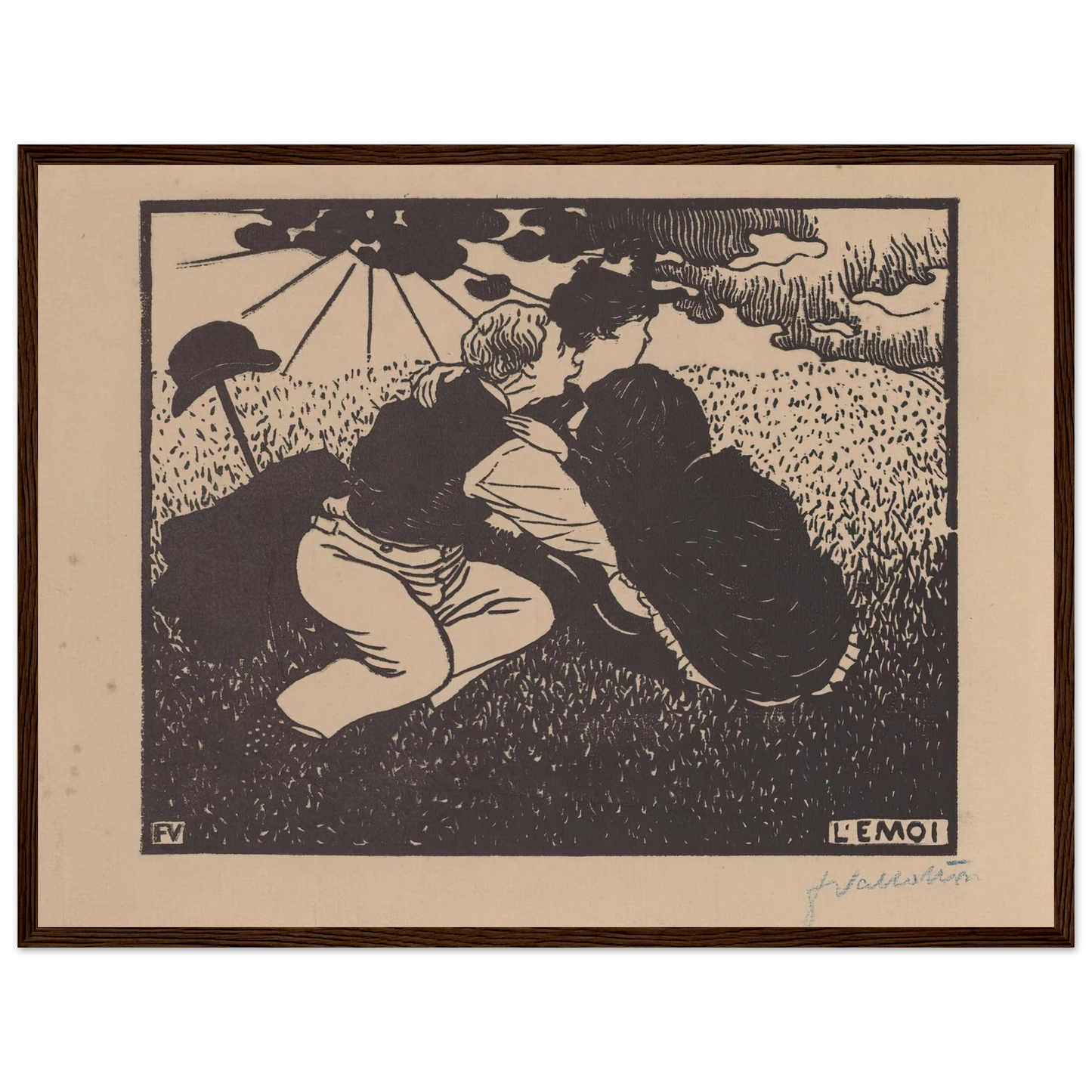 L’émoi (1894) Art Print | Felix Vallotton - Framed Poster - 30x40 cm / 12x16″ - Black frame