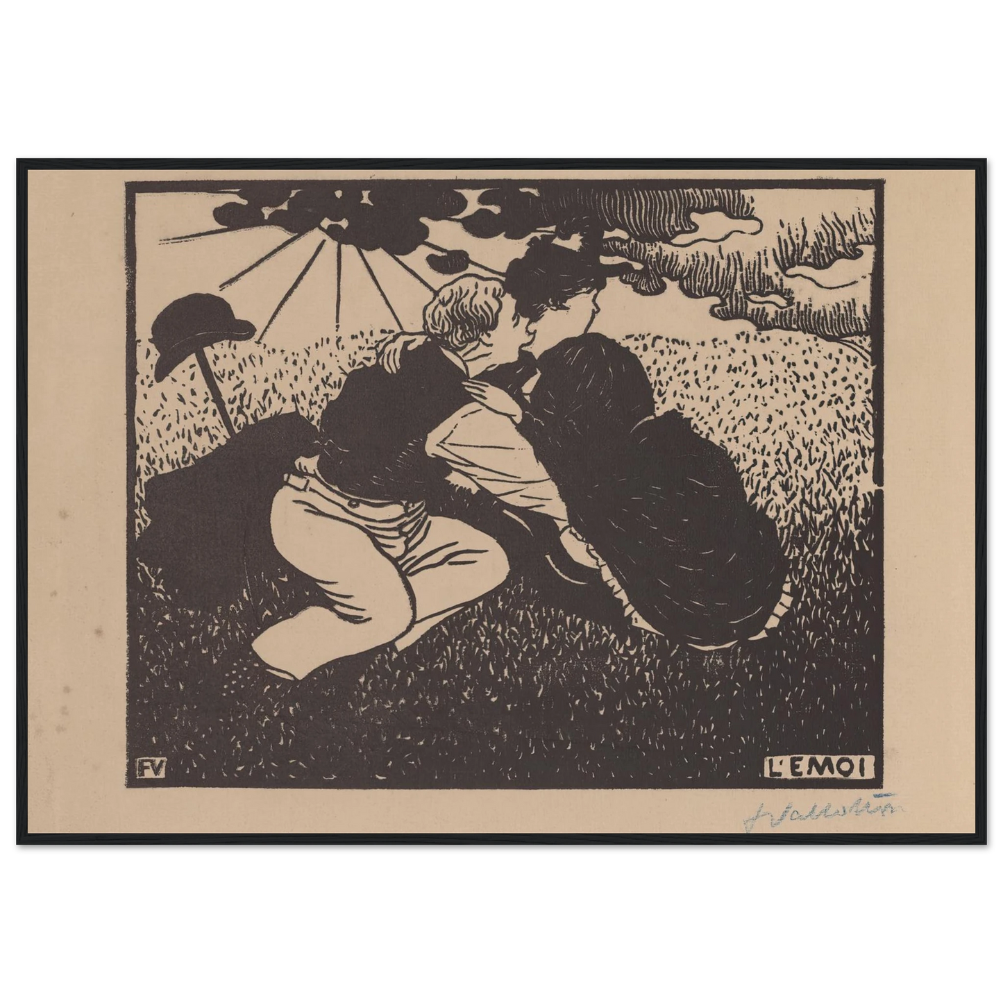 L’émoi (1894) Art Print | Felix Vallotton - Framed Poster - 30x40 cm / 12x16″ - Black frame