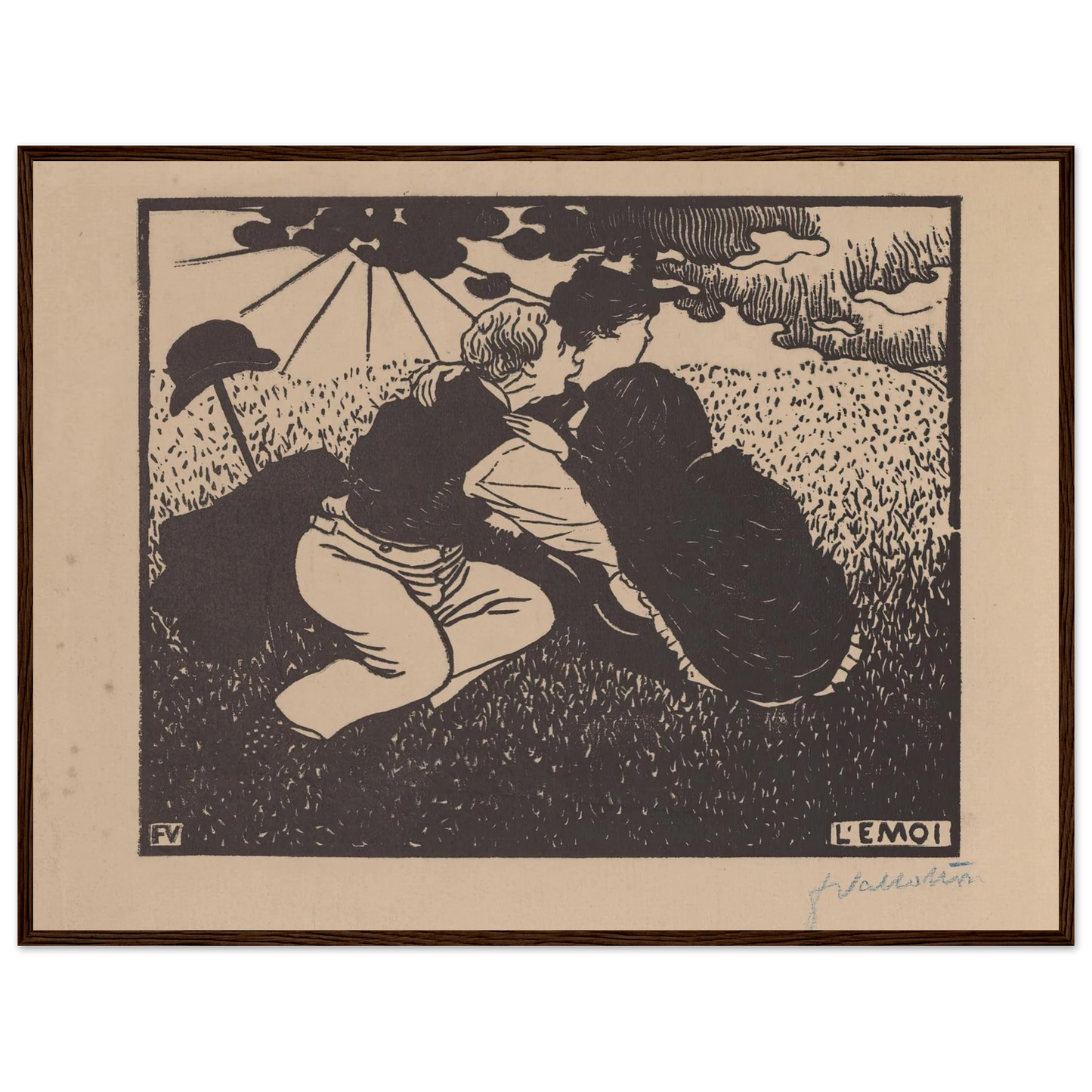 L’émoi (1894) Art Print | Felix Vallotton - Framed Poster - 30x40 cm / 12x16″ - Black frame