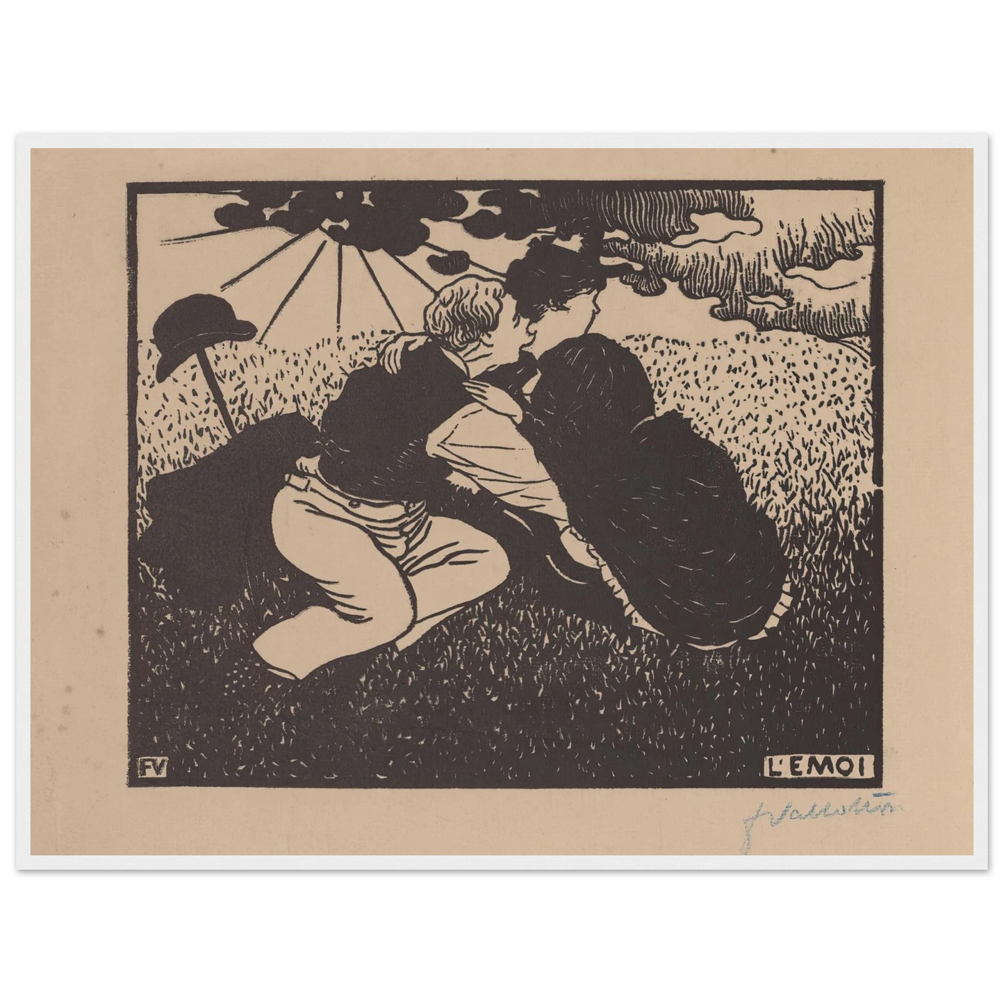 L’émoi (1894) Art Print | Felix Vallotton - Framed Poster - 30x40 cm / 12x16″ - Black frame