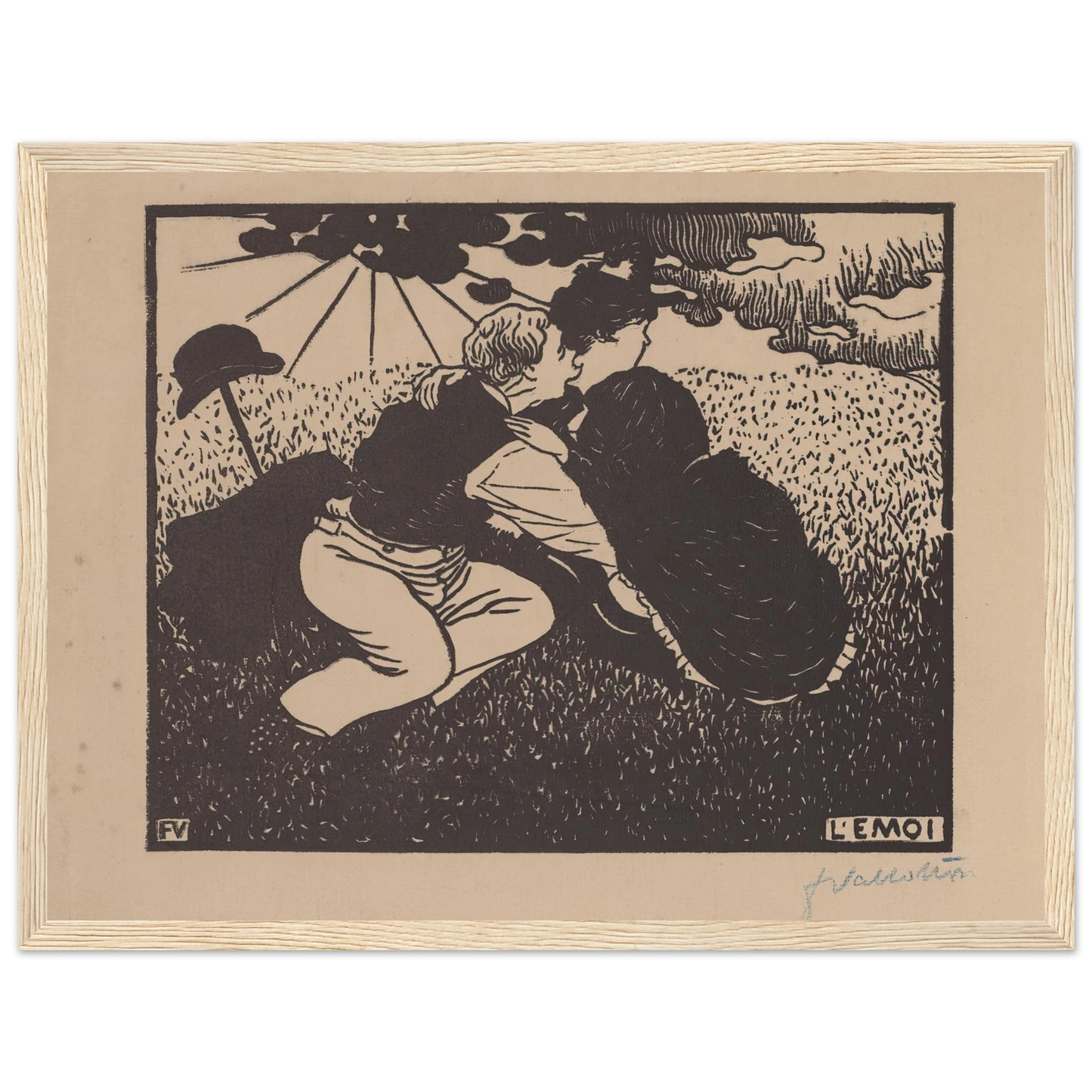 L’émoi (1894) Art Print | Felix Vallotton - Framed Poster - 30x40 cm / 12x16″ - Black frame