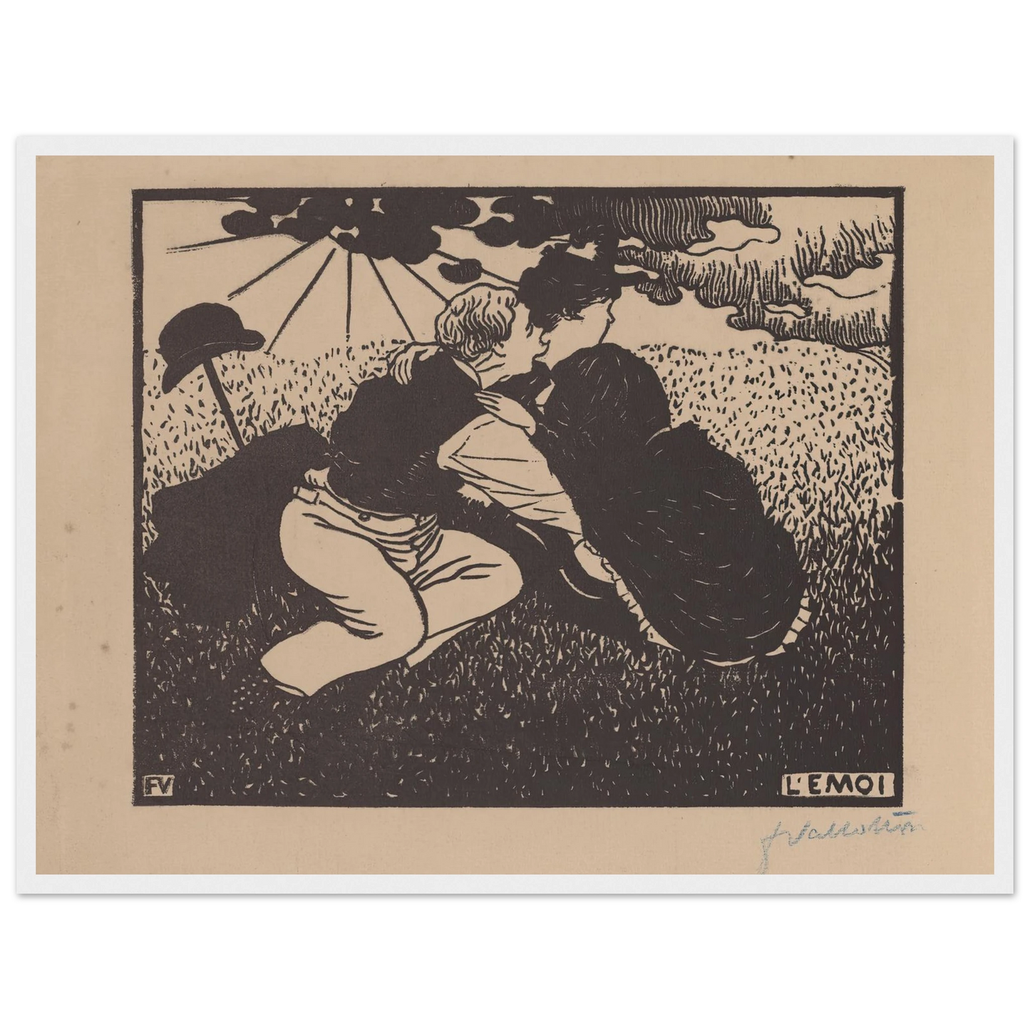 L’émoi (1894) Art Print | Felix Vallotton - Framed Poster - 30x40 cm / 12x16″ - Black frame