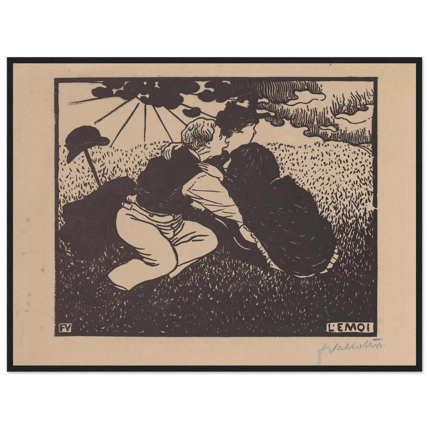 L’émoi (1894) Art Print | Felix Vallotton - Framed Poster - 30x40 cm / 12x16″ - Black frame