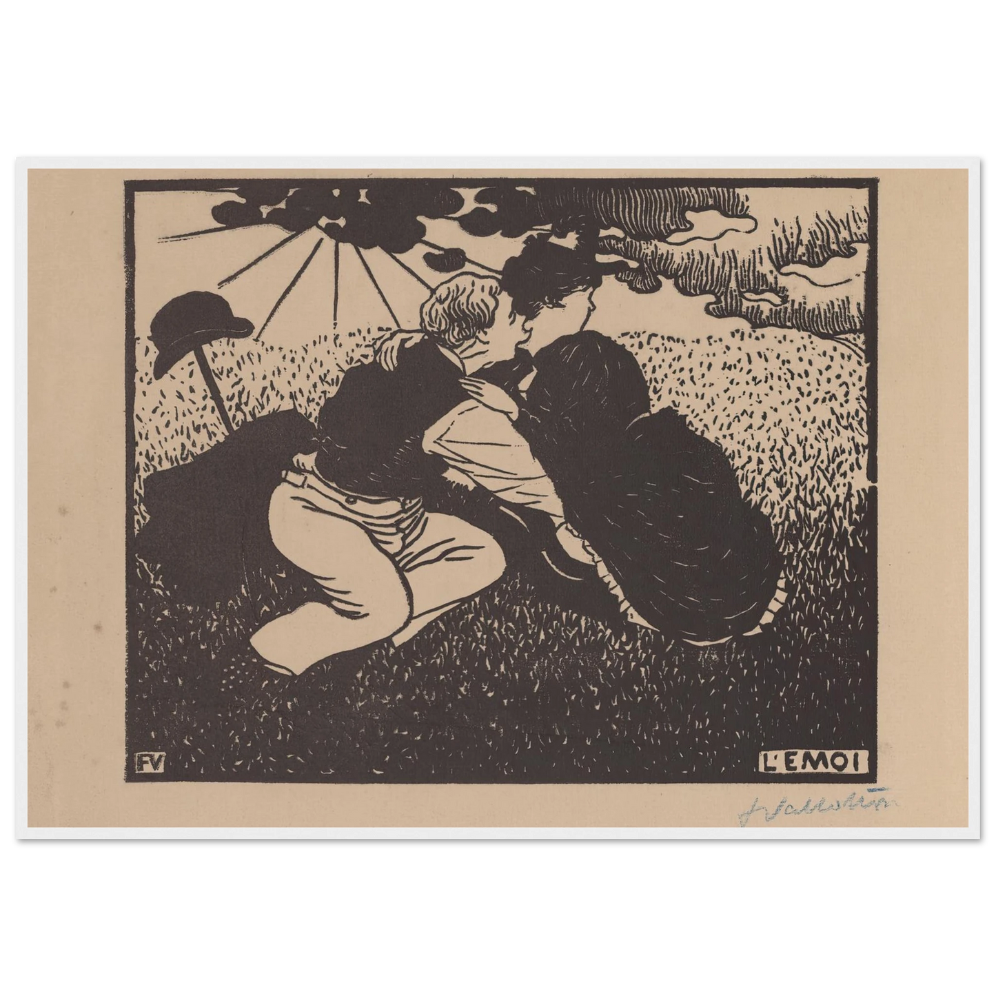 L’émoi (1894) Art Print | Felix Vallotton - Framed Poster - 30x40 cm / 12x16″ - Black frame