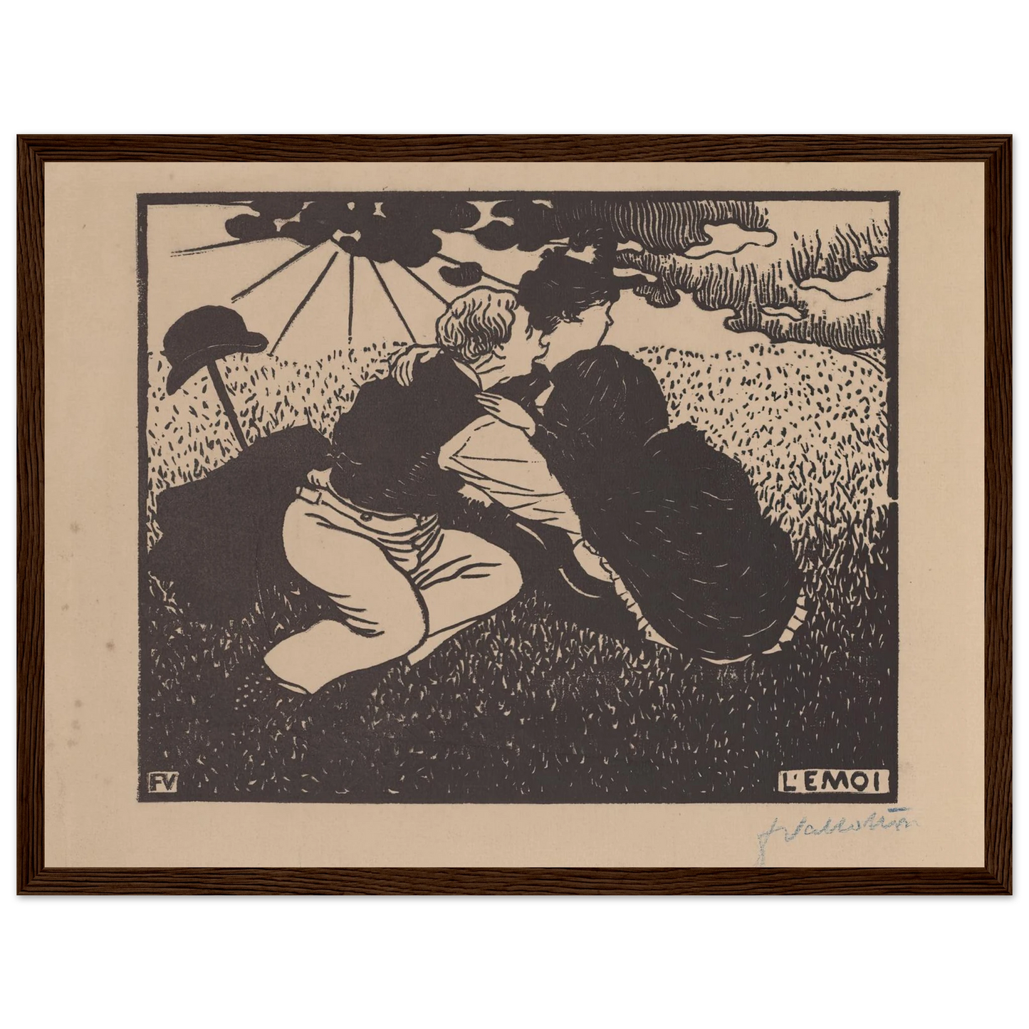 L’émoi (1894) Art Print | Felix Vallotton - Framed Poster - 30x40 cm / 12x16″ - Black frame