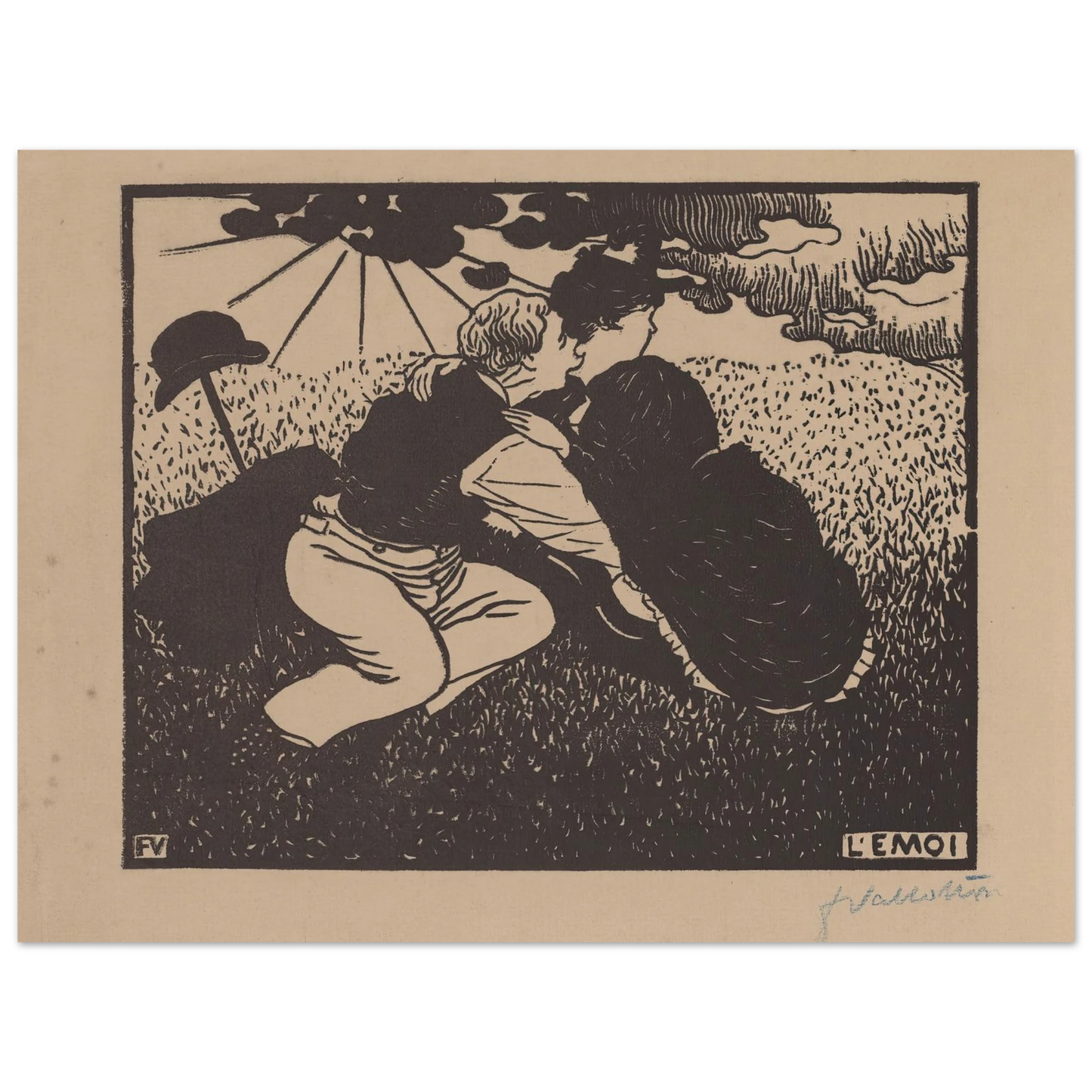 L’émoi (1894) Art Print | Felix Vallotton - Framed Poster - 30x40 cm / 12x16″ - Black frame