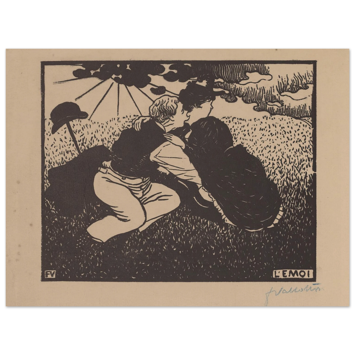 L’émoi (1894) Art Print | Felix Vallotton - Framed Poster - 30x40 cm / 12x16″ - Black frame