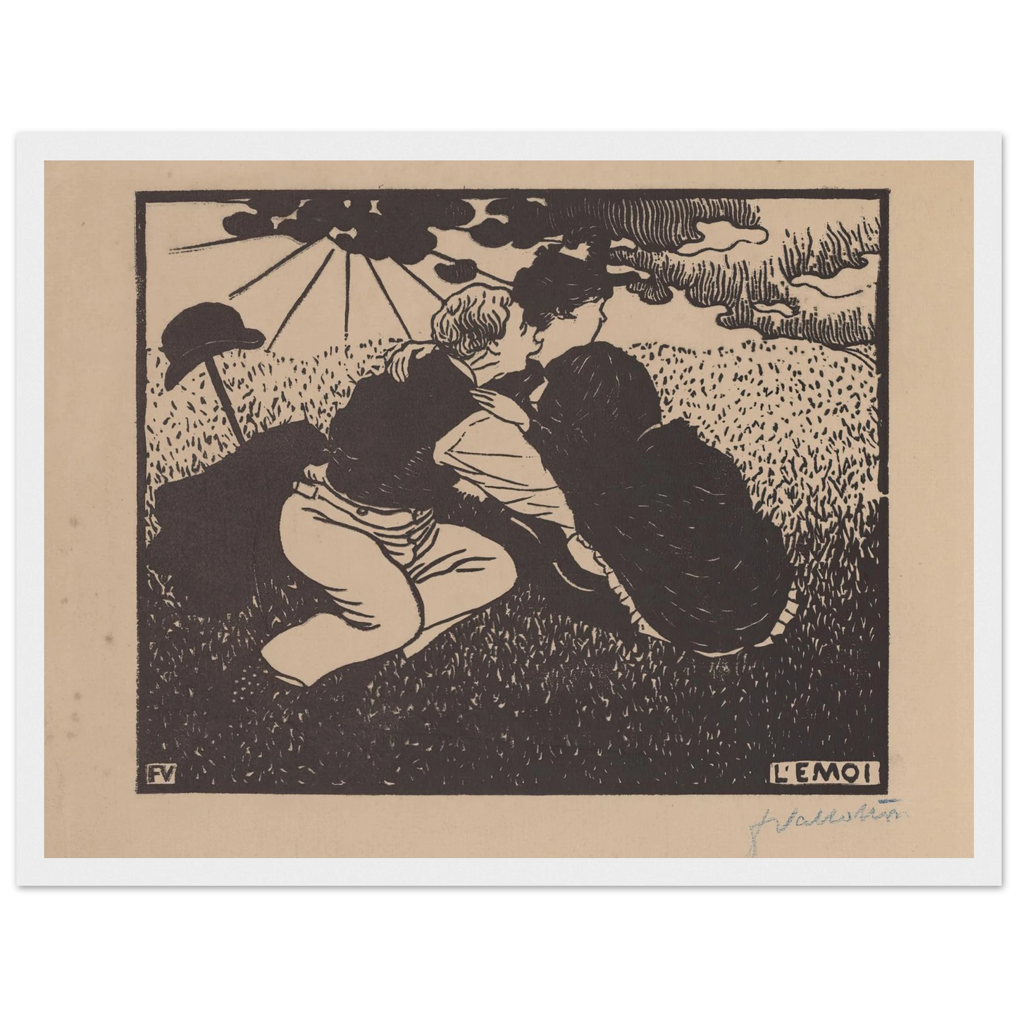 L’émoi (1894) Art Print | Felix Vallotton - Framed Poster - 30x40 cm / 12x16″ - Black frame