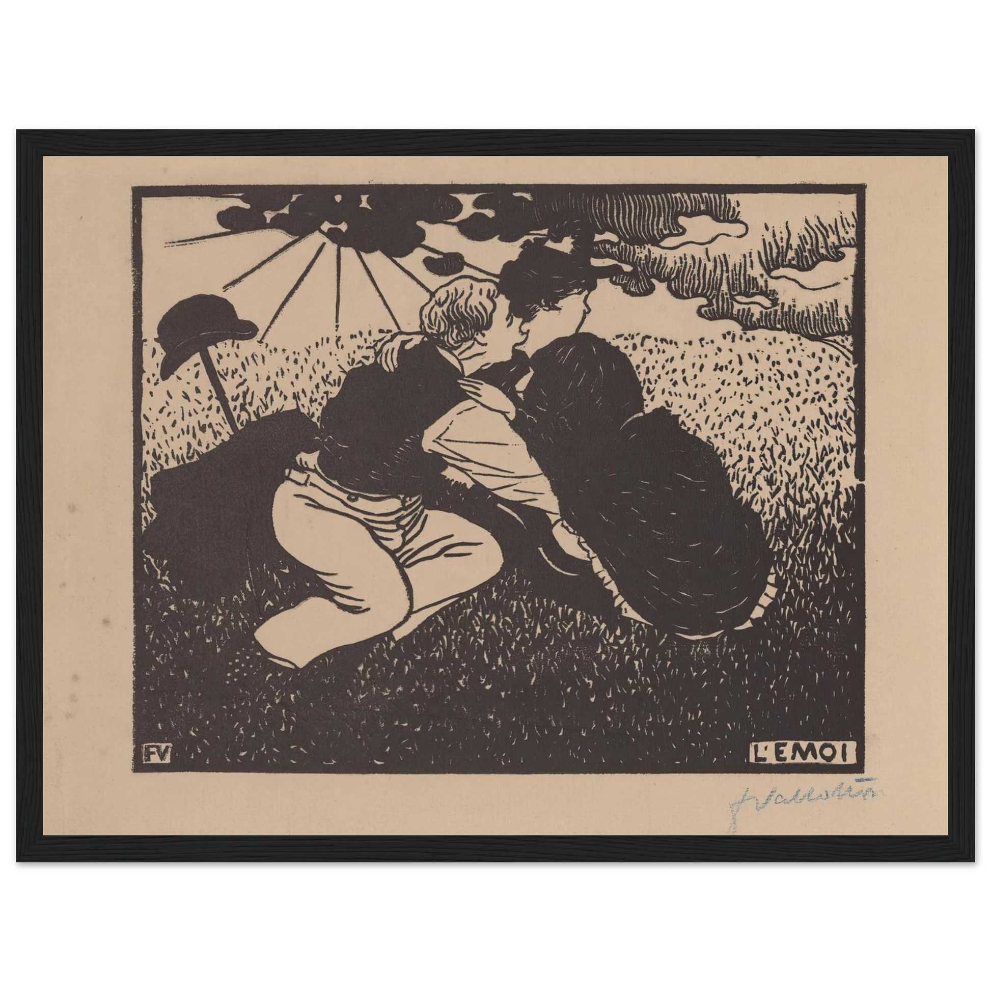 L’émoi (1894) Art Print | Felix Vallotton - Framed Poster - 30x40 cm / 12x16″ - Black frame