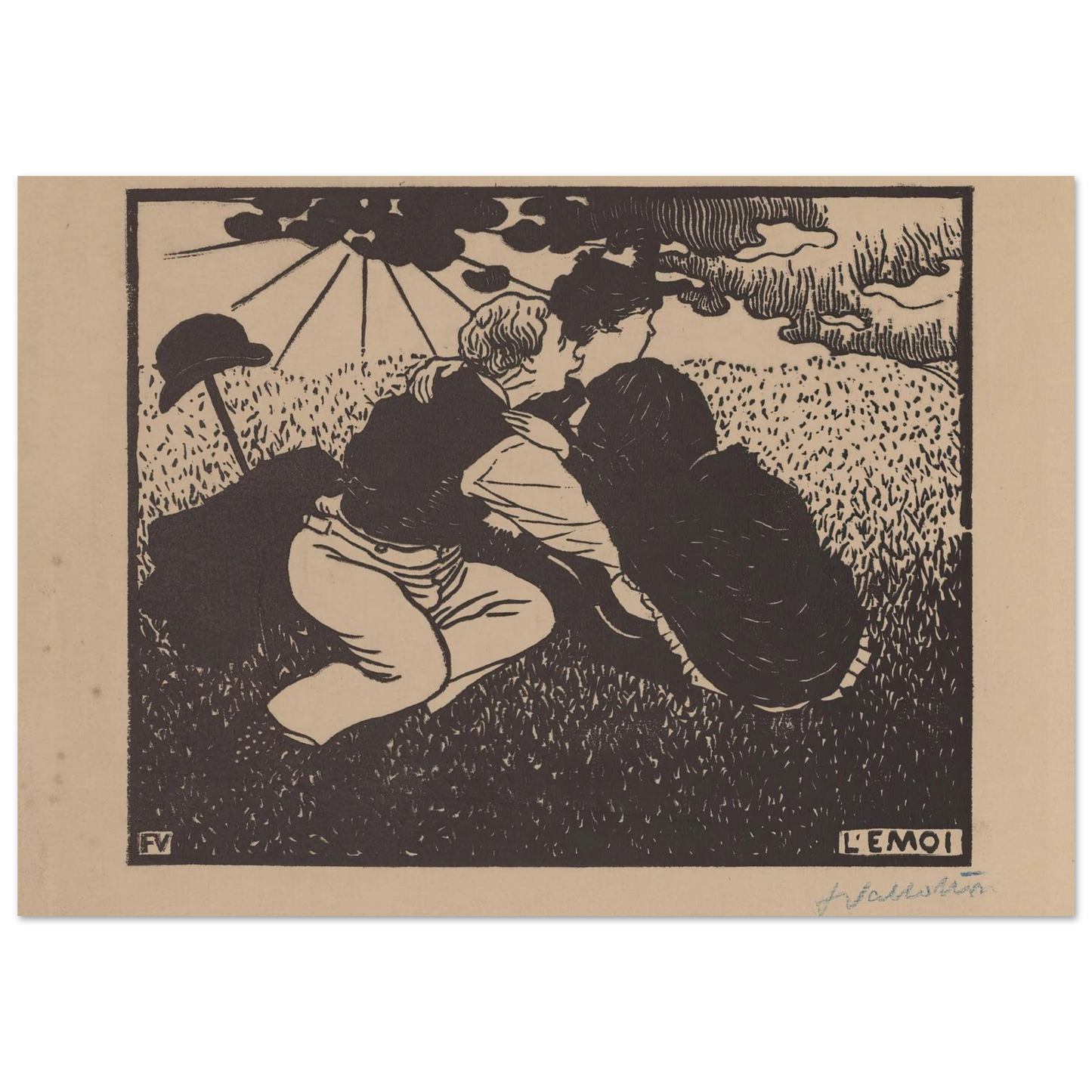 L’émoi (1894) Art Print | Felix Vallotton - Framed Poster - 30x40 cm / 12x16″ - Black frame