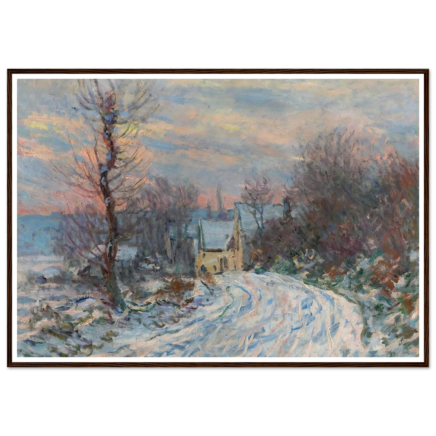 L’entrée De Giverny En Hiver (1885) Art Print | Claude Monet - Framed Poster - 30x40 cm / 12x16″ - Black frame