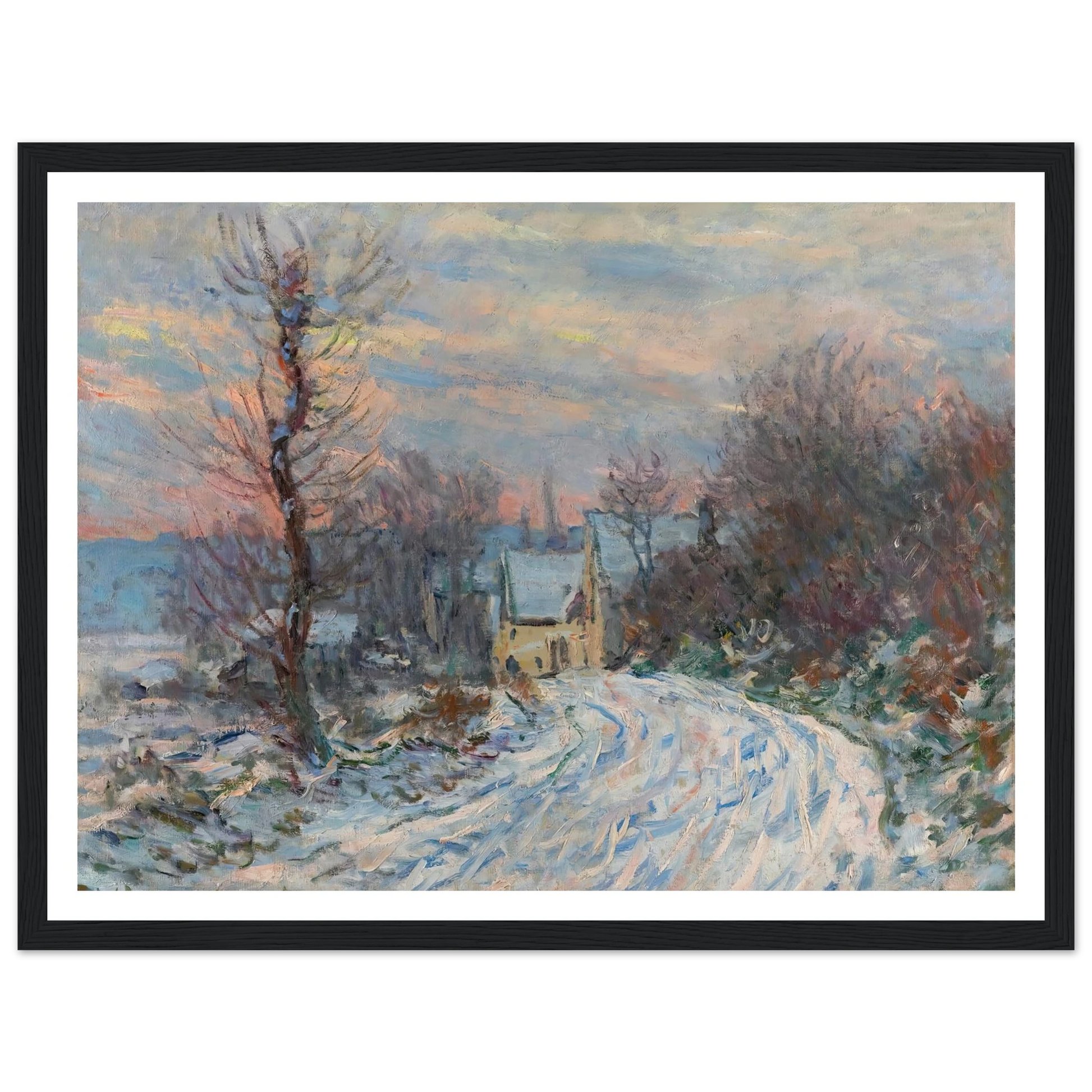 L’entrée De Giverny En Hiver (1885) Art Print | Claude Monet - Framed Poster - 30x40 cm / 12x16″ - Black frame