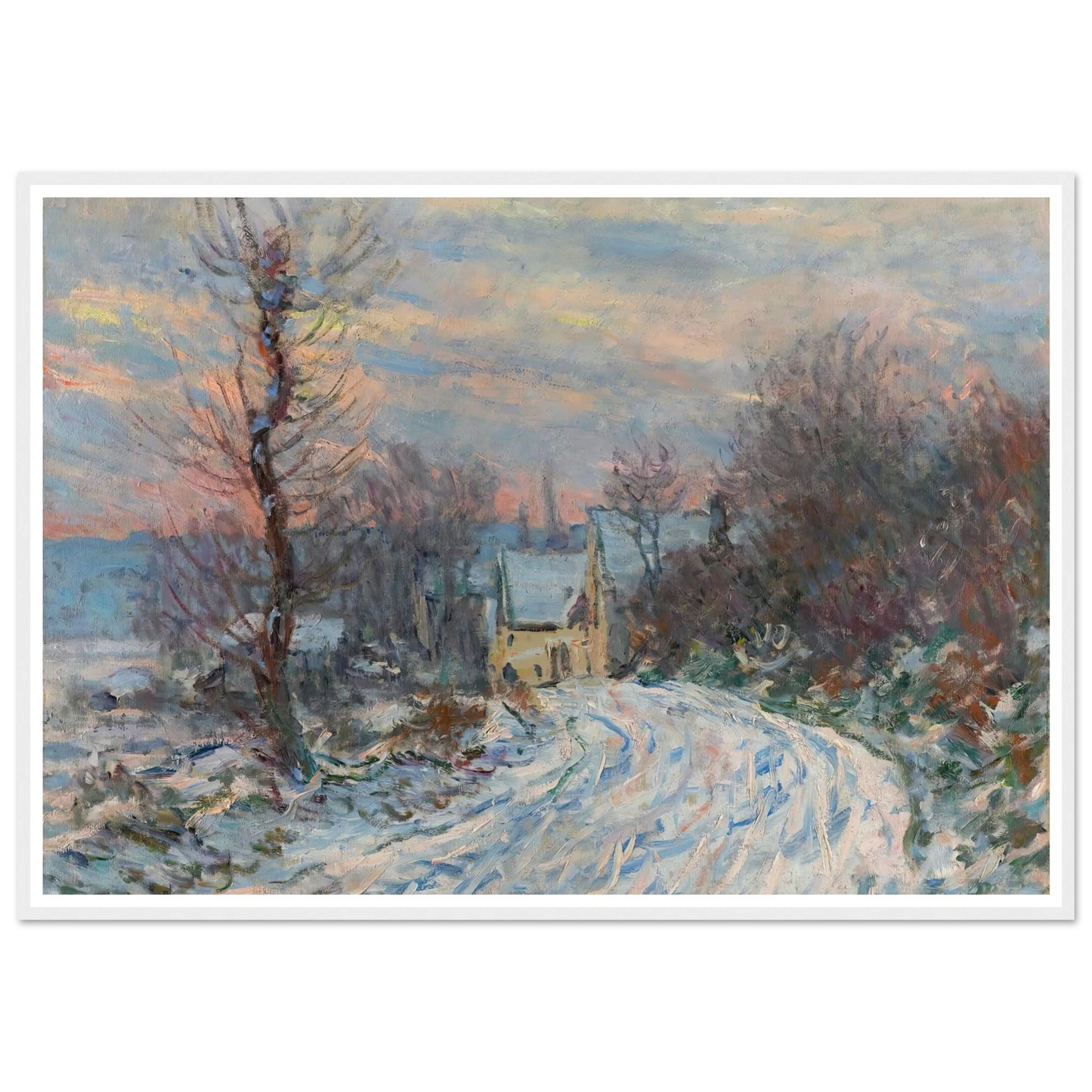 L’entrée De Giverny En Hiver (1885) Art Print | Claude Monet - Framed Poster - 30x40 cm / 12x16″ - Black frame