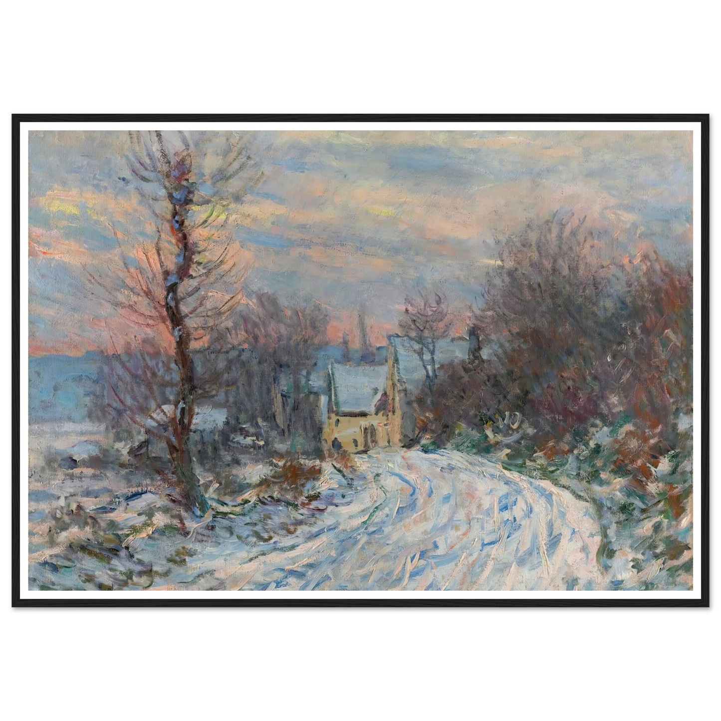 L’entrée De Giverny En Hiver (1885) Art Print | Claude Monet - Framed Poster - 30x40 cm / 12x16″ - Black frame