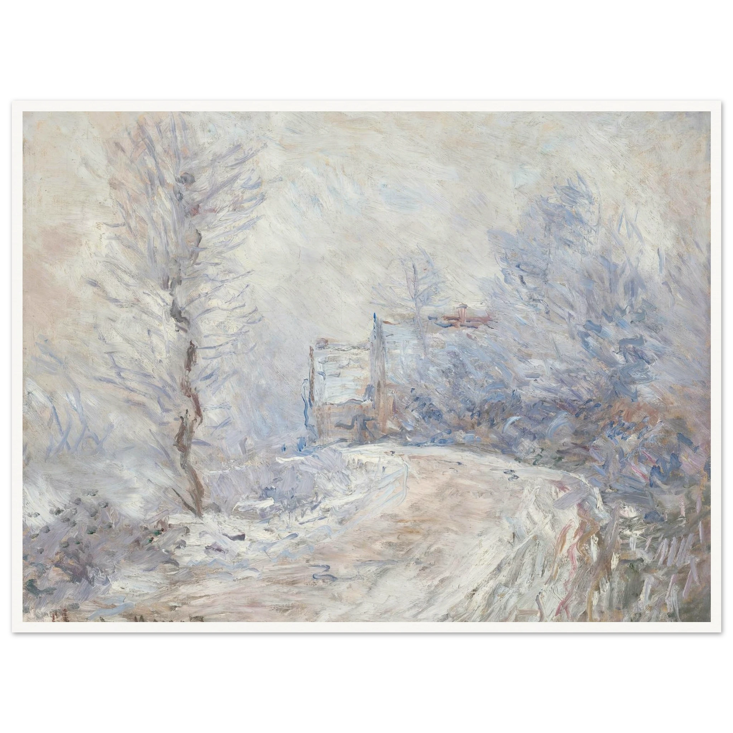 L’entrée de Giverny sous la neige (1885) Art Print | Claude Monet - Framed Poster - 30x40 cm / 12x16″ - Black frame