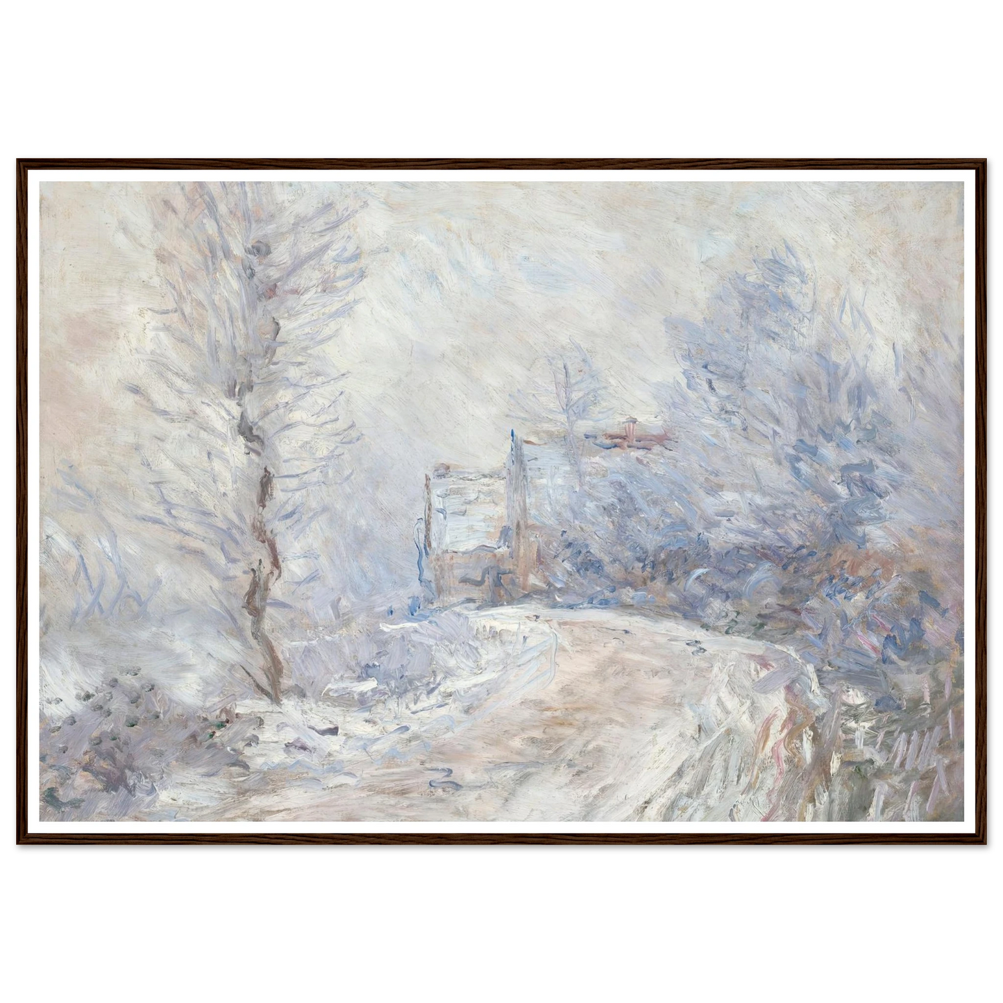 L’entrée de Giverny sous la neige (1885) Art Print | Claude Monet - Framed Poster - 30x40 cm / 12x16″ - Black frame