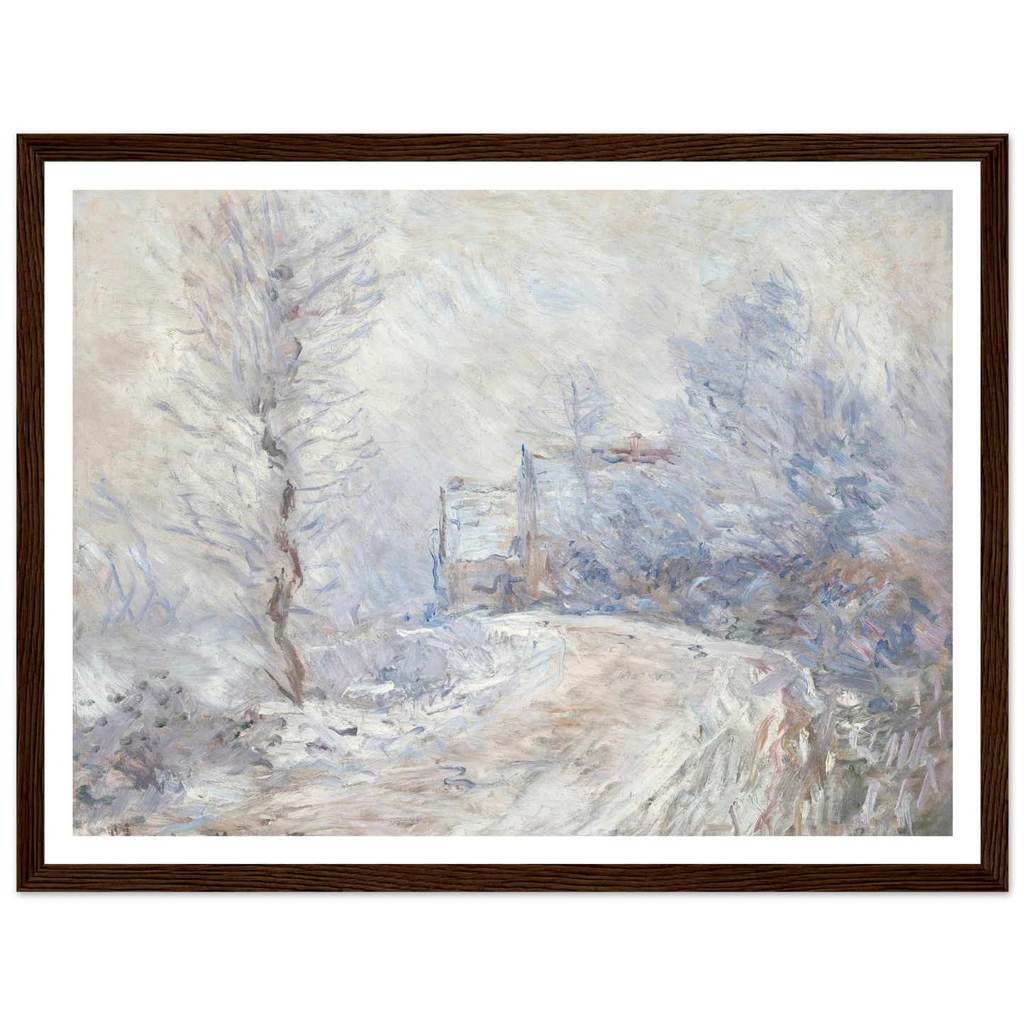 L’entrée de Giverny sous la neige (1885) Art Print | Claude Monet - Framed Poster - 30x40 cm / 12x16″ - Black frame