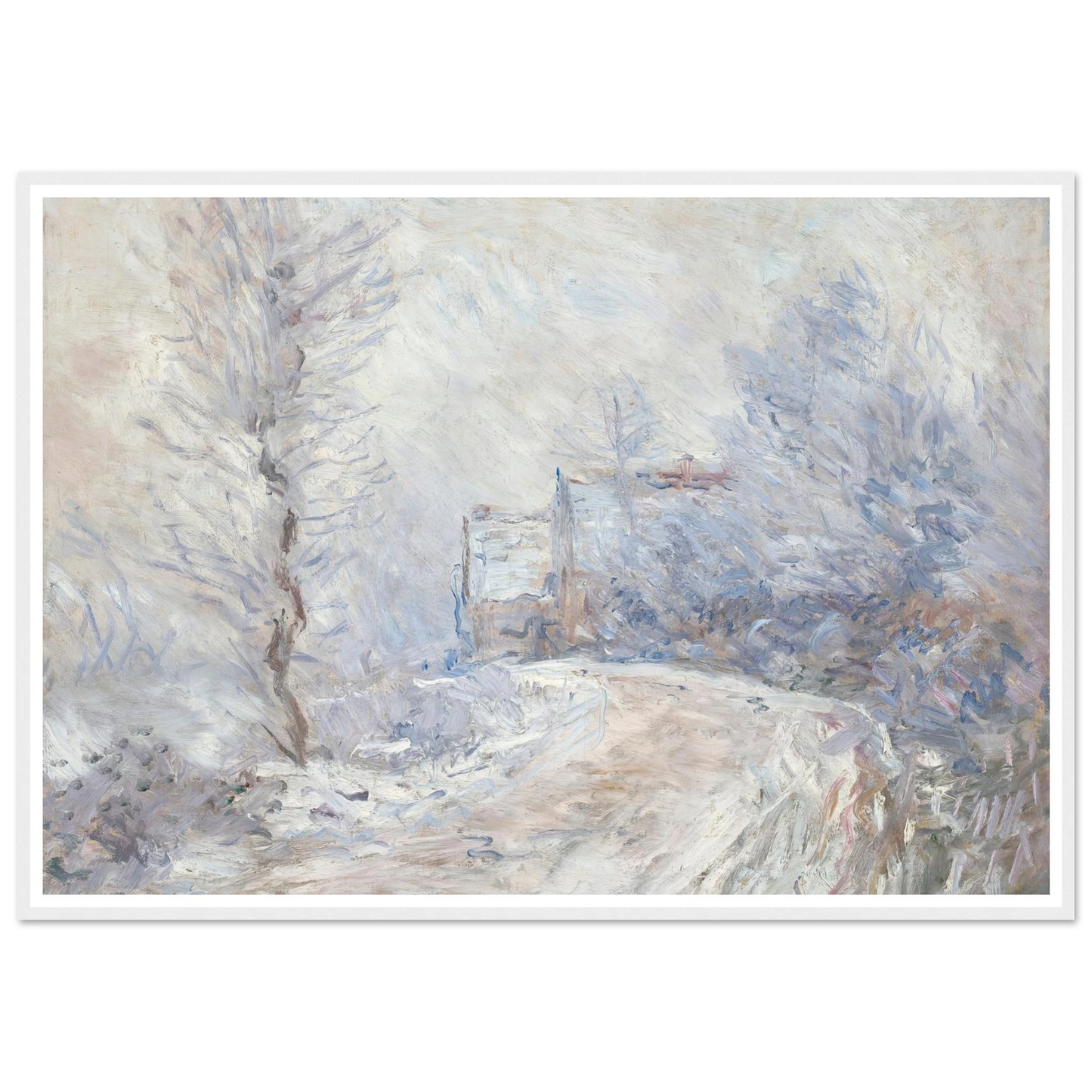 L’entrée de Giverny sous la neige (1885) Art Print | Claude Monet - Framed Poster - 30x40 cm / 12x16″ - Black frame