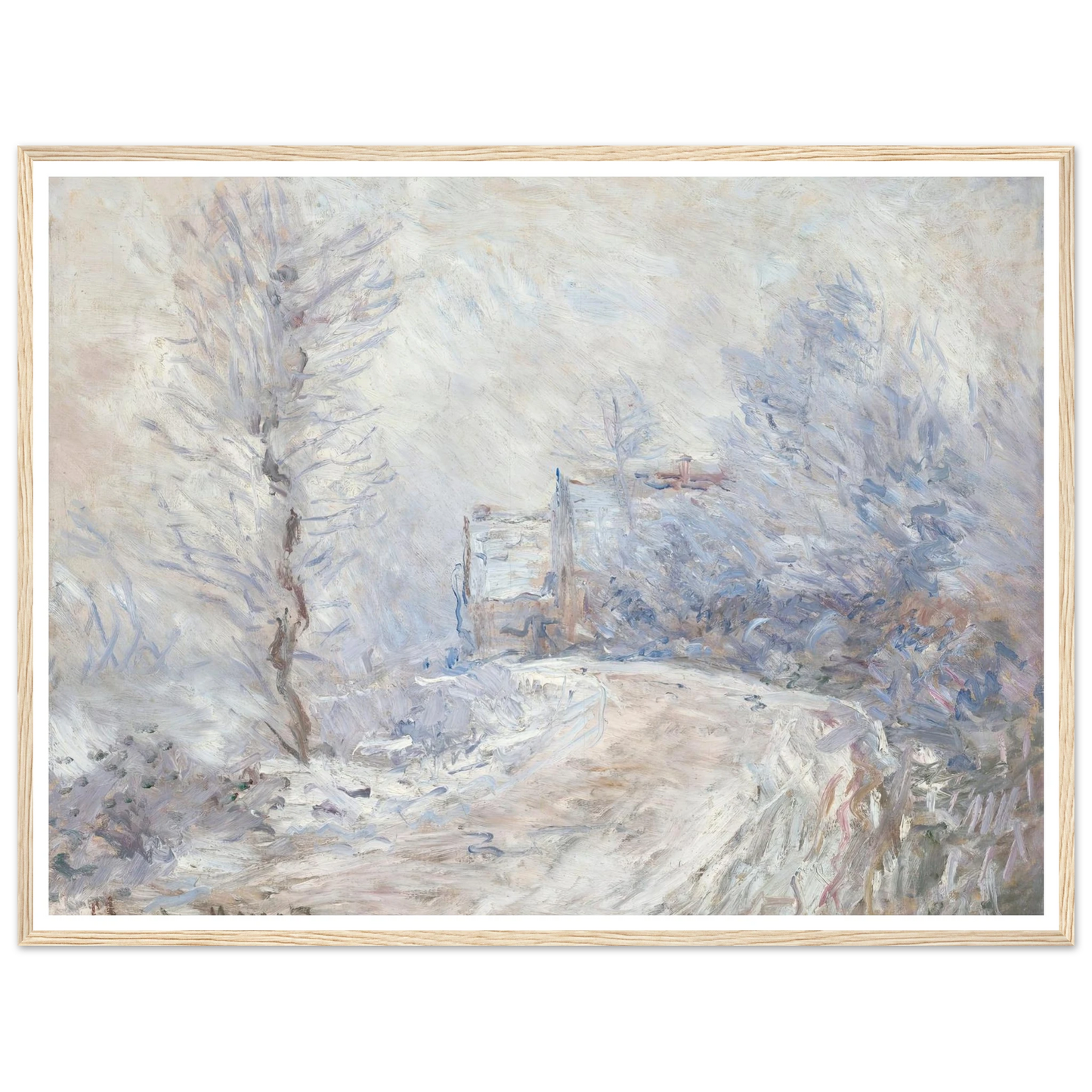 L’entrée de Giverny sous la neige (1885) Art Print | Claude Monet - Framed Poster - 30x40 cm / 12x16″ - Black frame