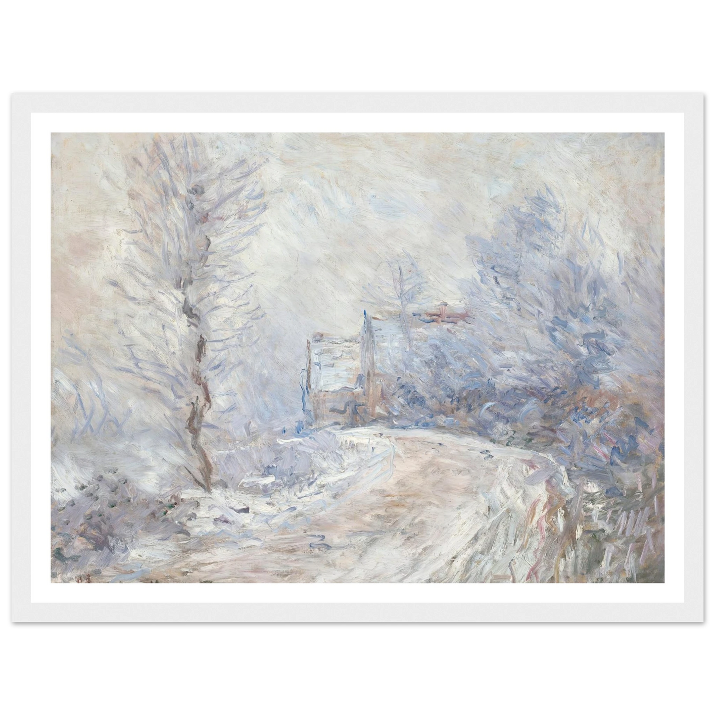L’entrée de Giverny sous la neige (1885) Art Print | Claude Monet - Framed Poster - 30x40 cm / 12x16″ - Black frame