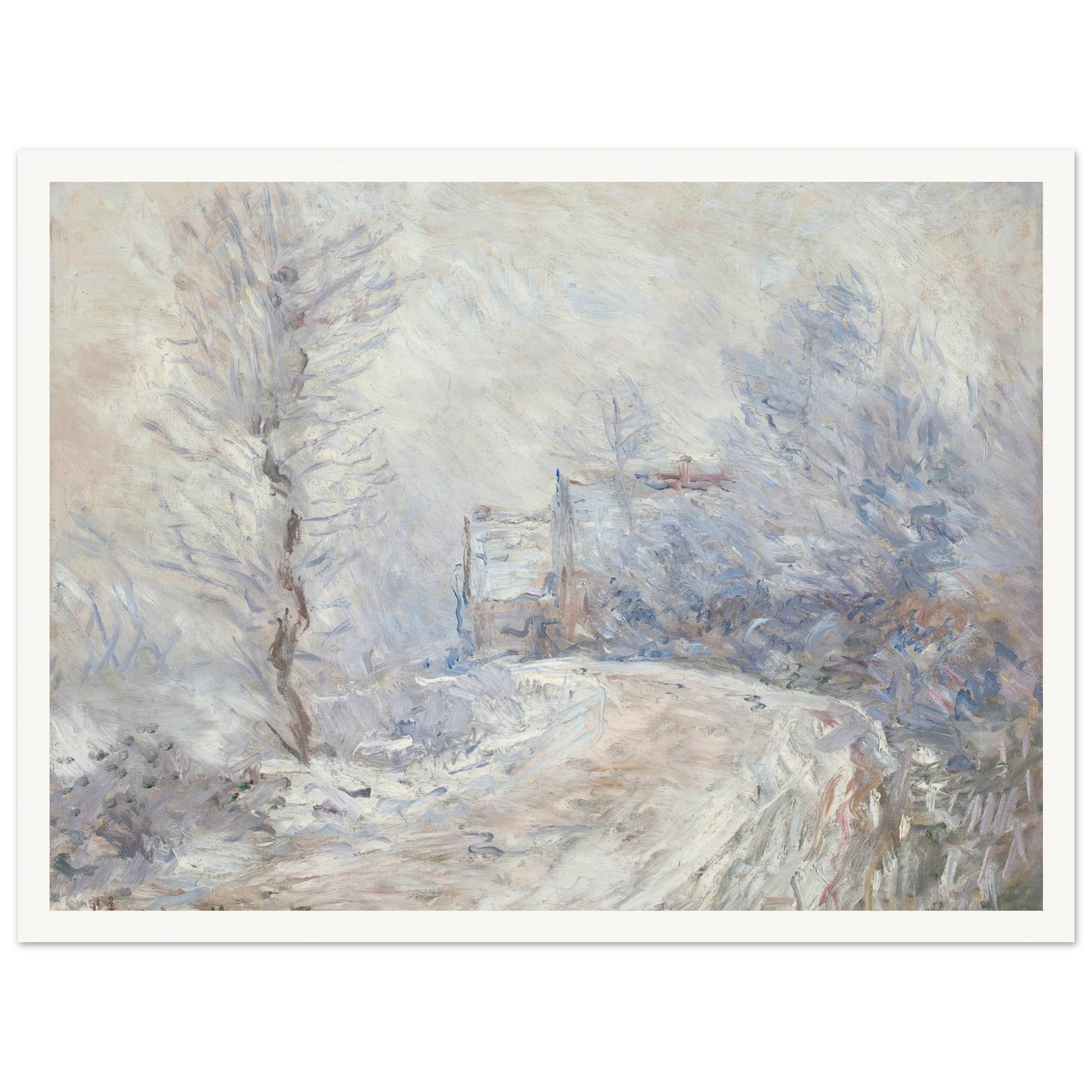 L’entrée de Giverny sous la neige (1885) Art Print | Claude Monet - Framed Poster - 30x40 cm / 12x16″ - Black frame
