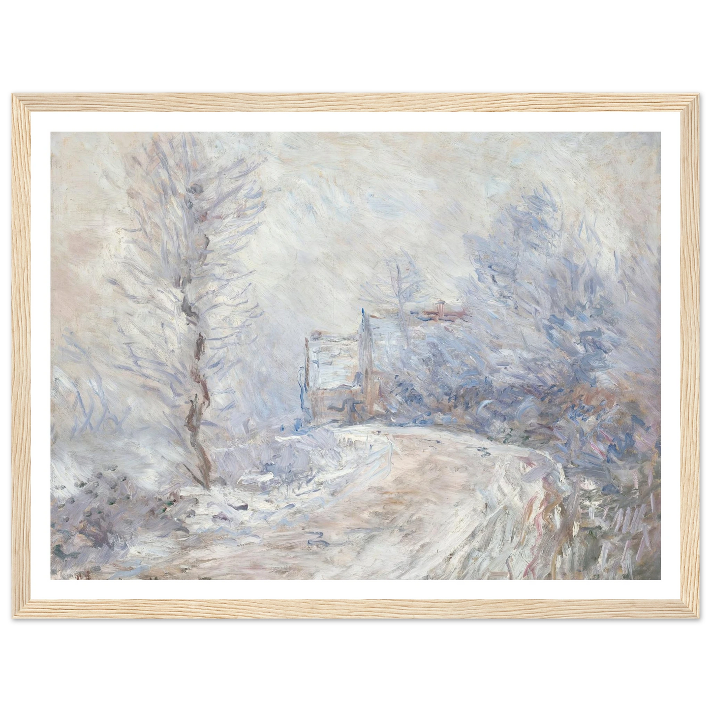 L’entrée de Giverny sous la neige (1885) Art Print | Claude Monet - Framed Poster - 30x40 cm / 12x16″ - Black frame